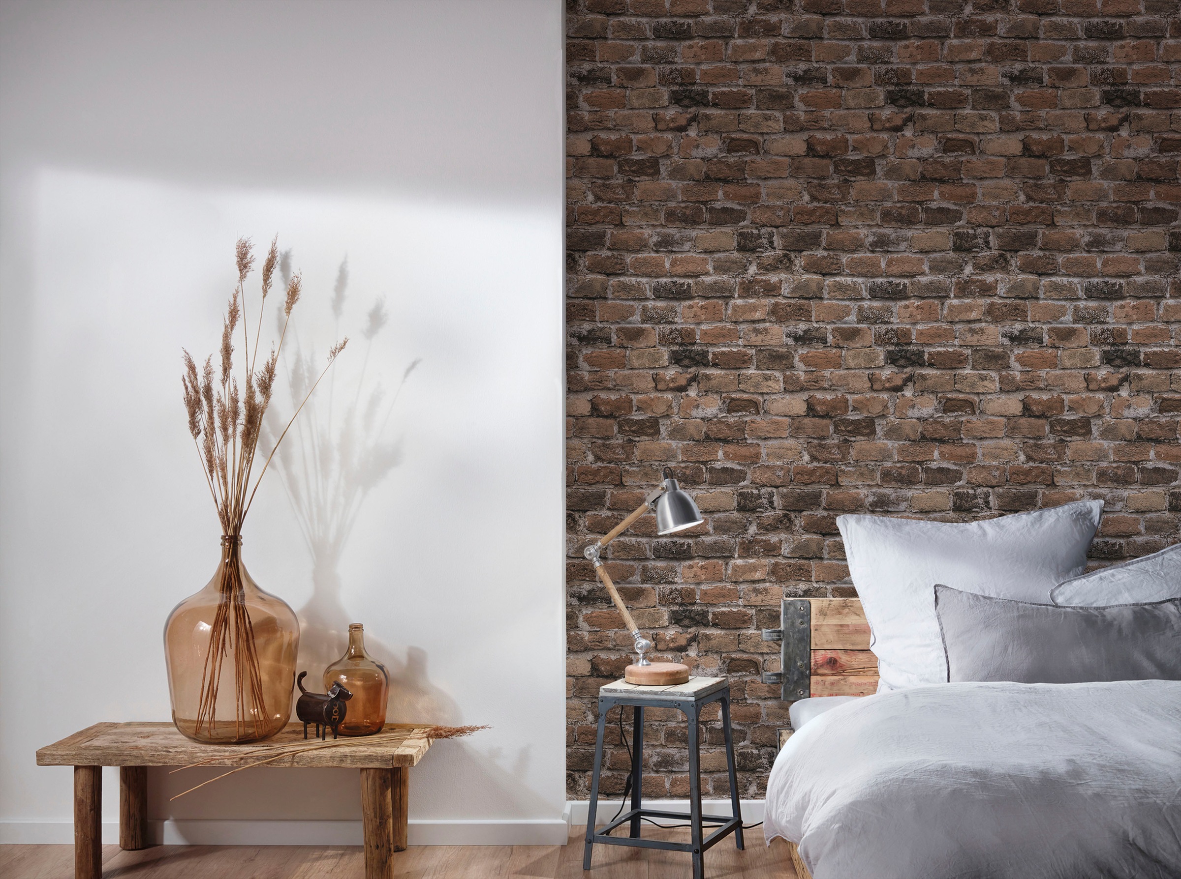 A.S. Création Vliestapete "Bricks & Stones Steinoptik" gemustert matt neutral leicht strukturiert Tapete Stein Tapeten Wohnzimmer Schlafzimmer Küche modern Design Optik