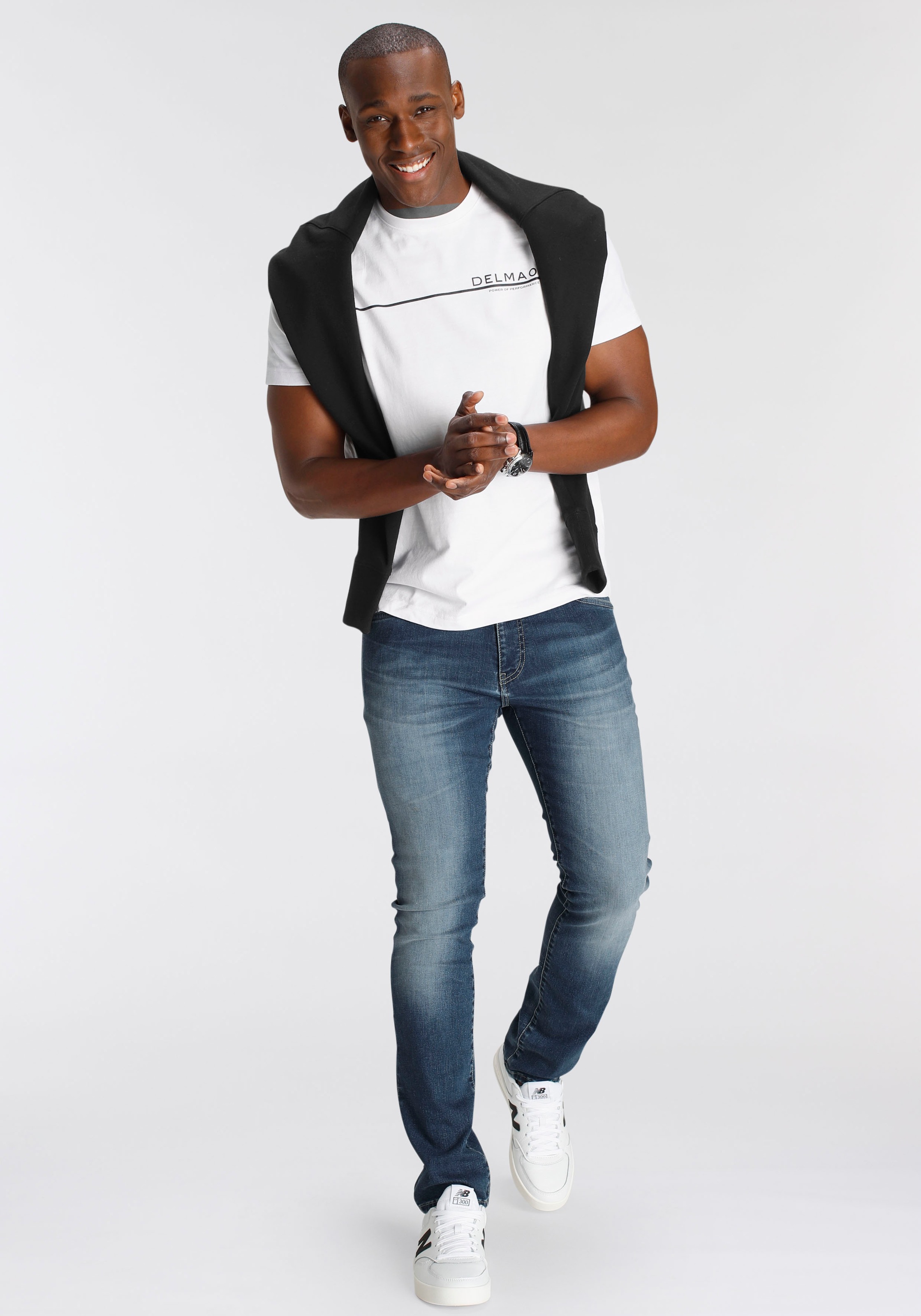 DELMAO Sweatshirt, Langarm, Regular Fit, unifarben, Basic-Stil