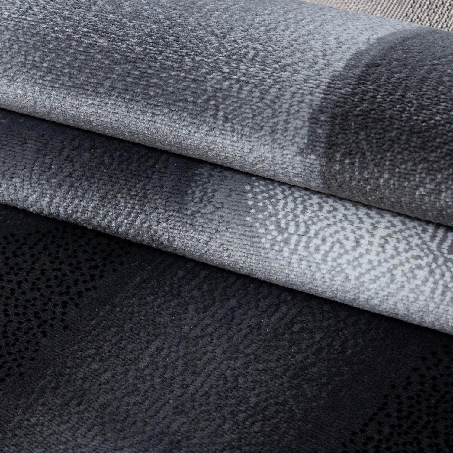 Läufer AYYILDIZ TEPPICHE "Plus 8008" Gr. 12, grau (grau, schwarz), B:80cm H:6mm L:300cm, Kunstfaser, Teppiche, Läufer, gemusterter Flachflor, robust, Webteppich, alle Räume 3