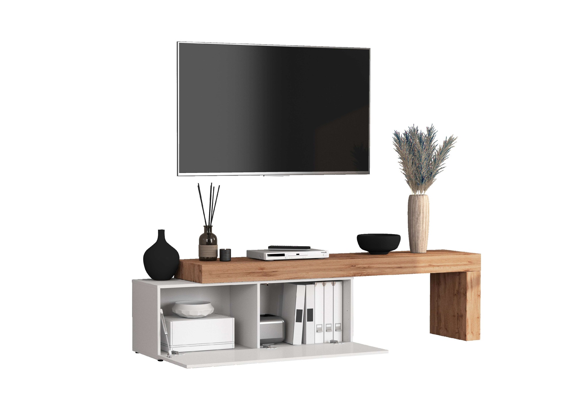 INOSIGN Lowboard »Chronos TV-Board, T-Schrank«, (1 St., Breite verstellbar von 180 bis 290 cm), Breite 240 cm TV-Board,Lowboard,1 Klappe und ein L-Förmiger Aufsatz