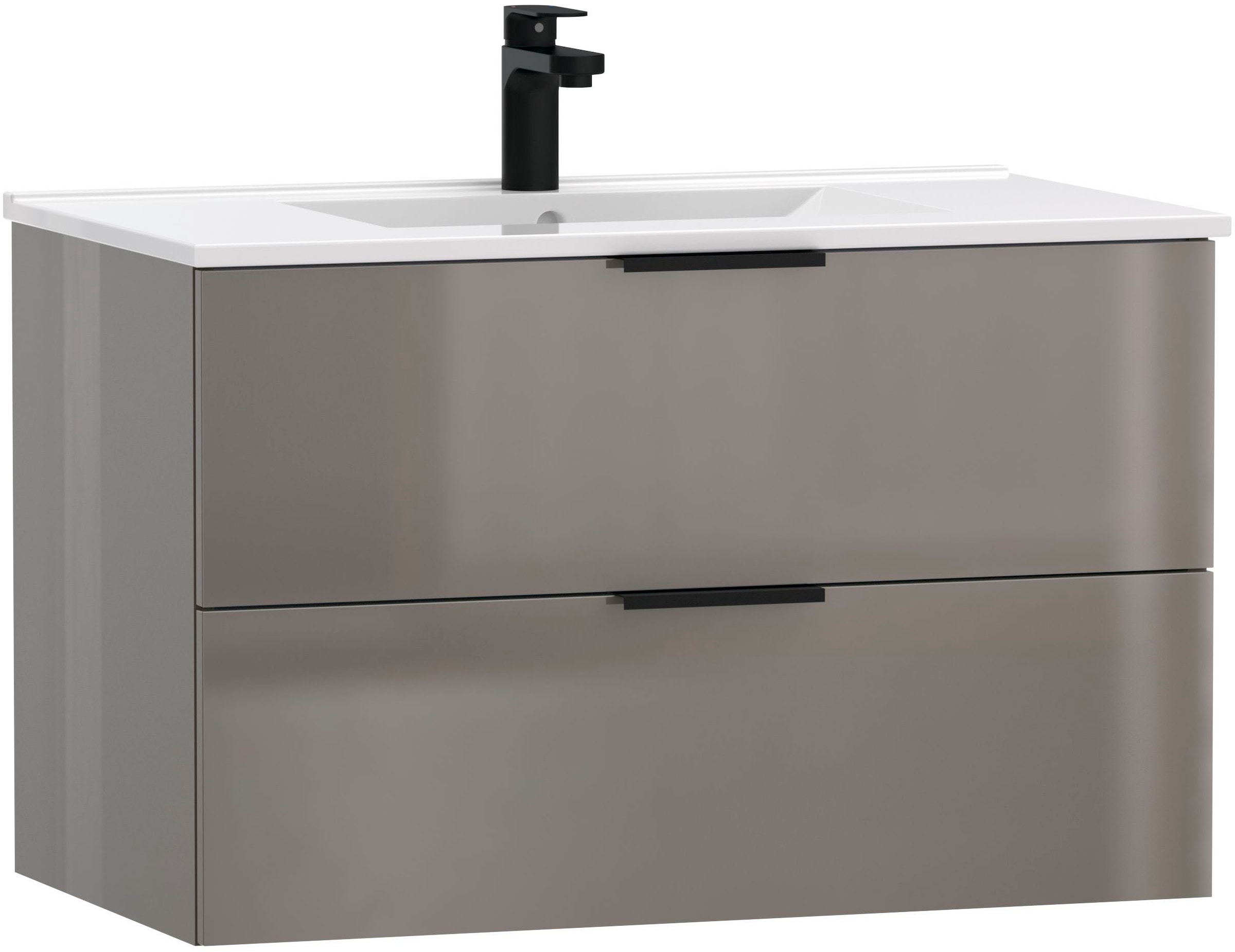 welltime Waschtisch "Athen Badschrank Badezimmer WC Unterschrank mit Becken", Waschplatz mit 2 Schubladen, Breite 80cm S