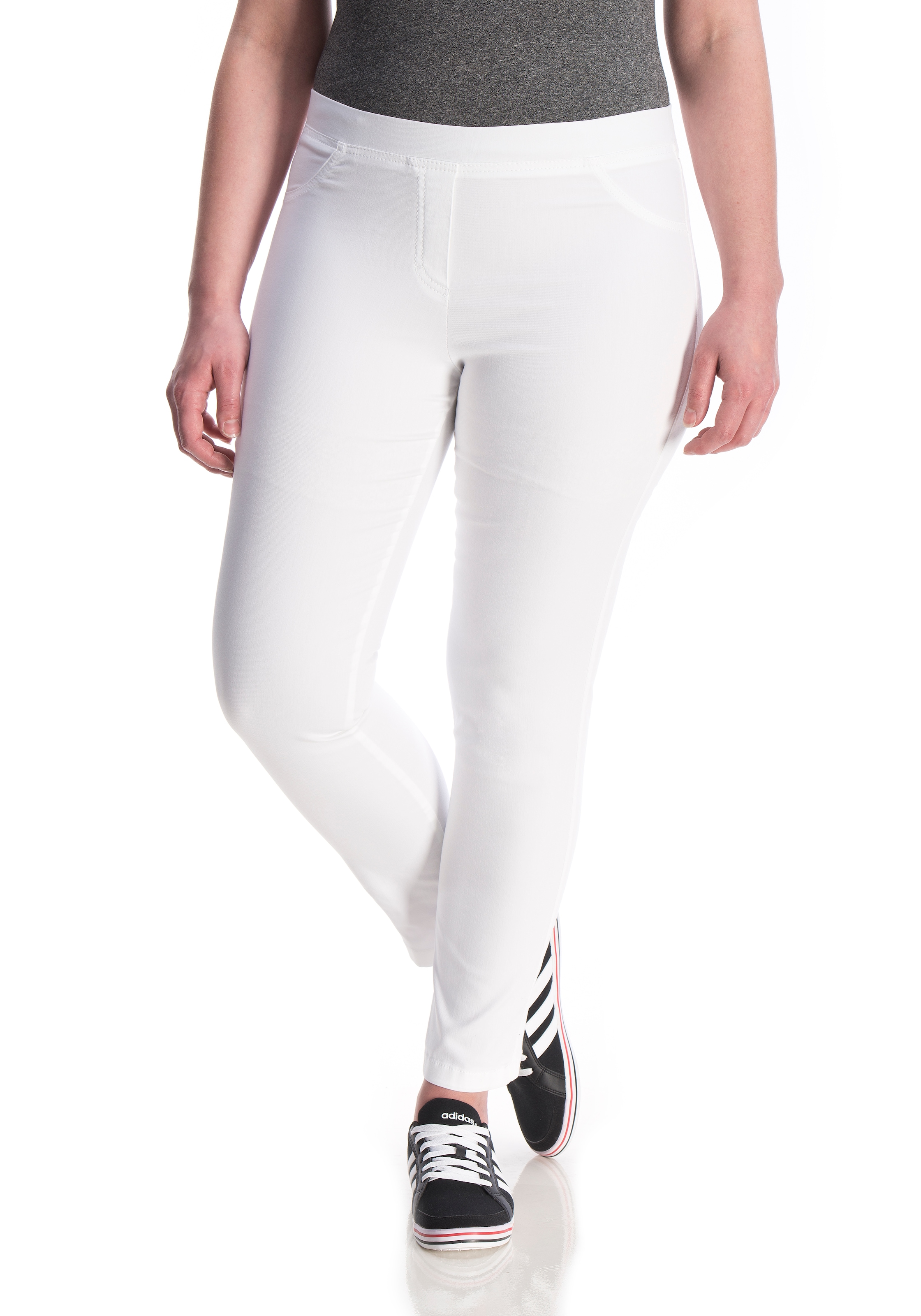 Jeansjeggings KJBRAND "JENNY", Damen, Gr. 52 (26), K-Gr, weiß, Denim/Jeans, Obermaterial: 78% Baumwolle, 18% Polyester, 4% Elasthan, unifarben, skinny fit lang, Jeans, angenehm weiche Quer-Stretch Qualität