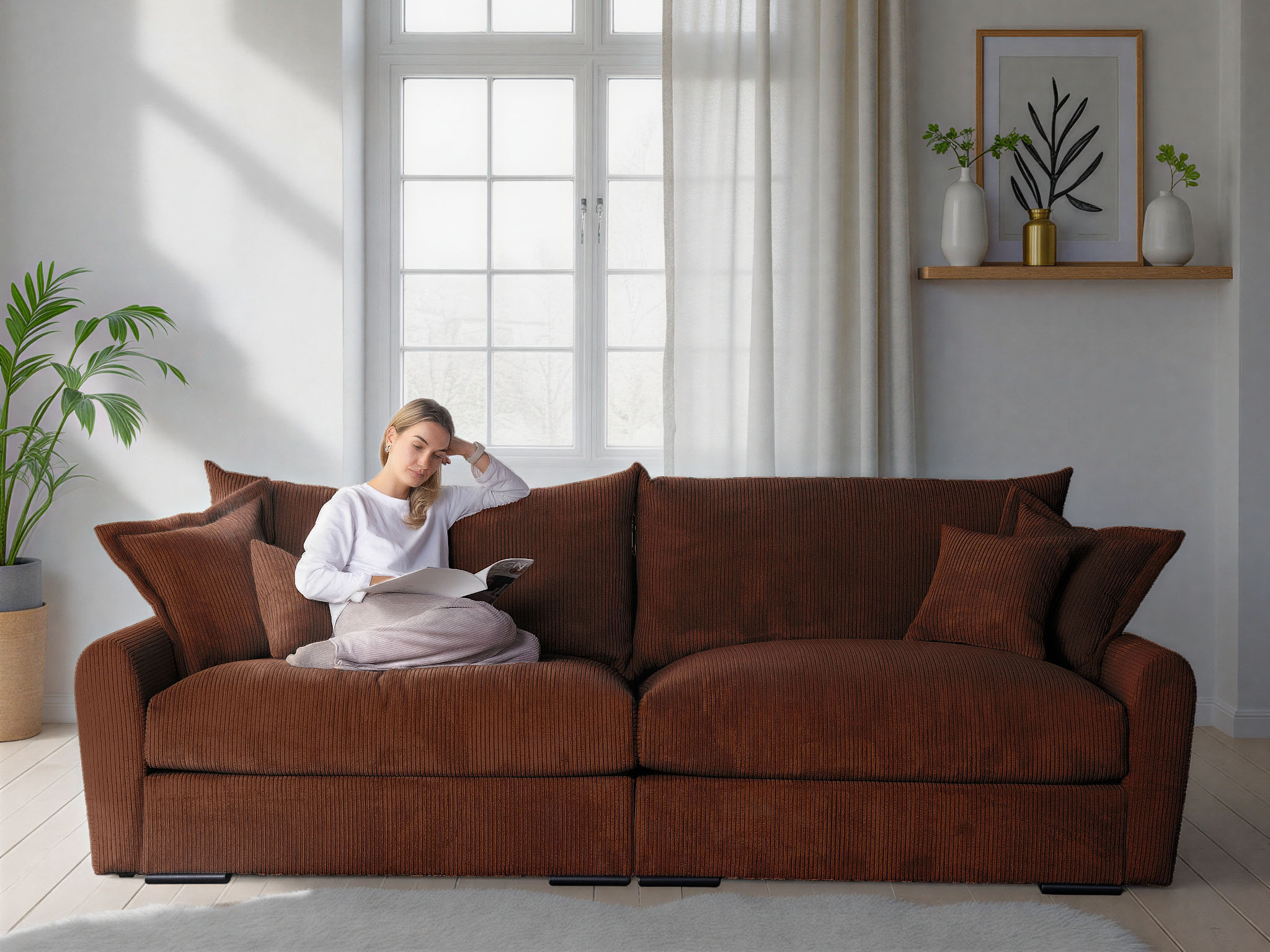 Home affaire "Finca XL, B: 190 cm" 4 Zierkissen, Mega-Sofa, in Cord oder Chenille-Struktur, Federkern