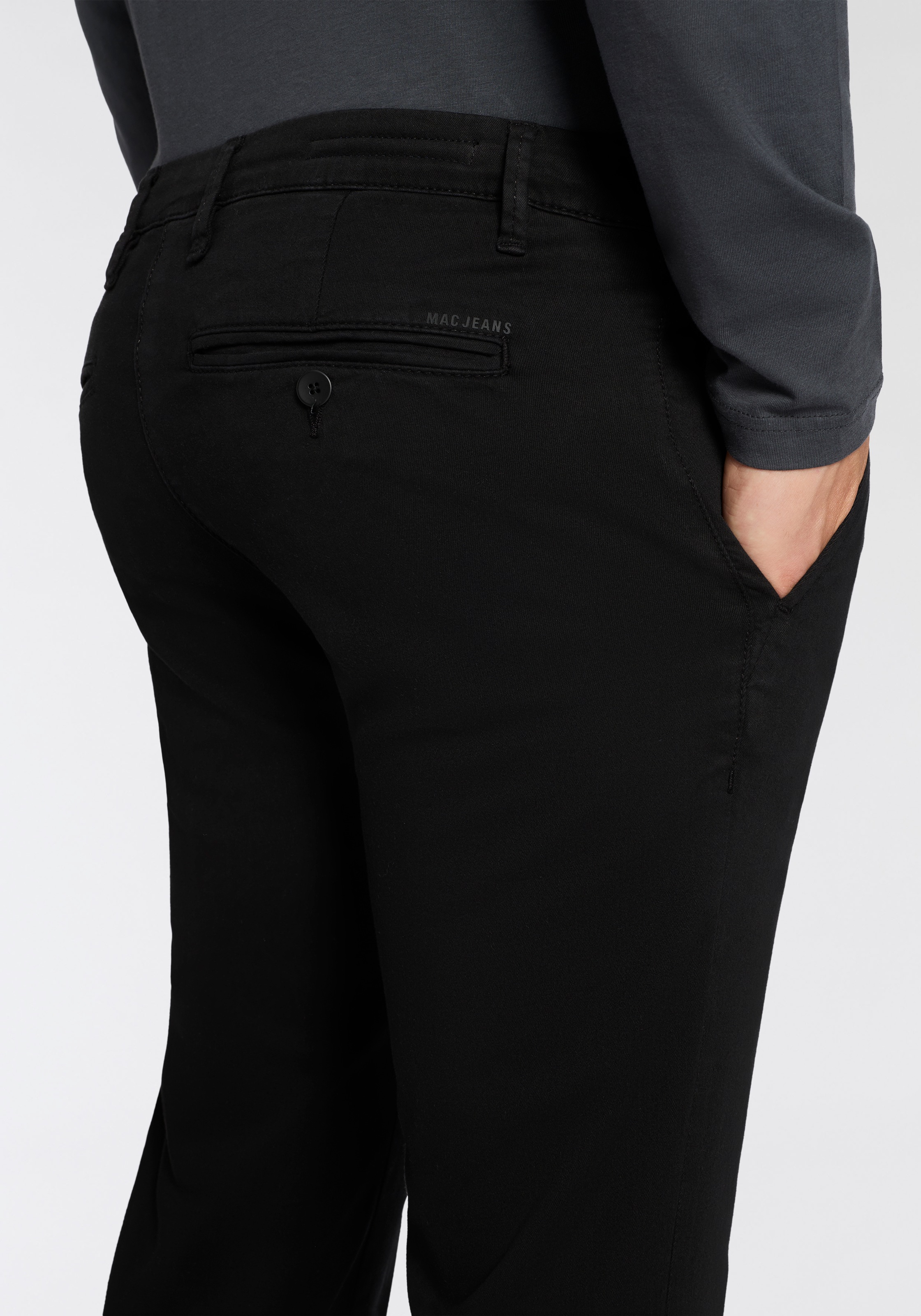 Chinohose MAC "Driver", Herren, Gr. 36, Länge 32, schwarz, Web, Obermaterial: 89% Baumwolle, 8% Polyester, 3% Elasthan, unifarben, figurumspielend knöchellang, Hosen Chinohose, mit Stretch 5