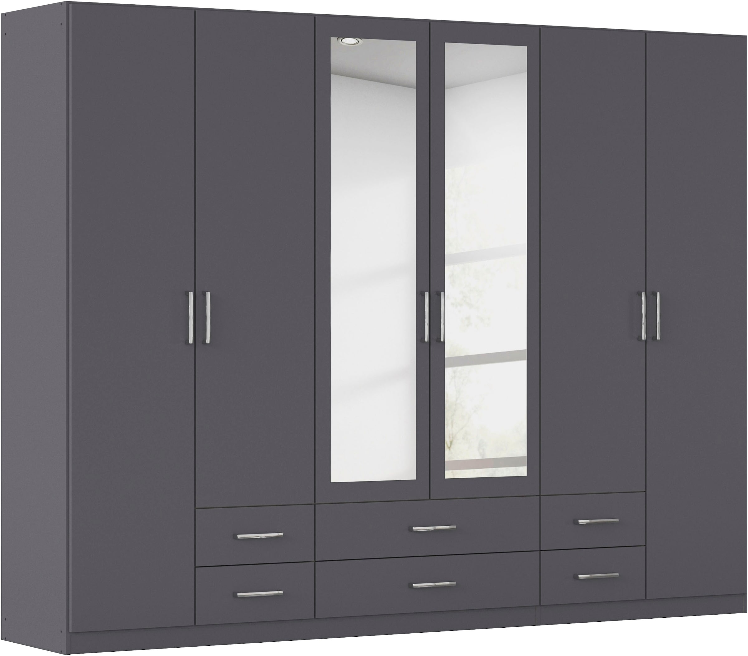 rauch Kleiderschrank "Schrank Garderobe Ankleide GAMMA Breiten 91/136/181/226/271/315/360 cm" in 3 Ausstattungen BASIC/CLASSIC/PREMIUM (inkl. SOFT-CLOSE-Funktion), verschiedene Griff-Varianten, mit Spiegel TOPSELLER MADE IN GERMANY