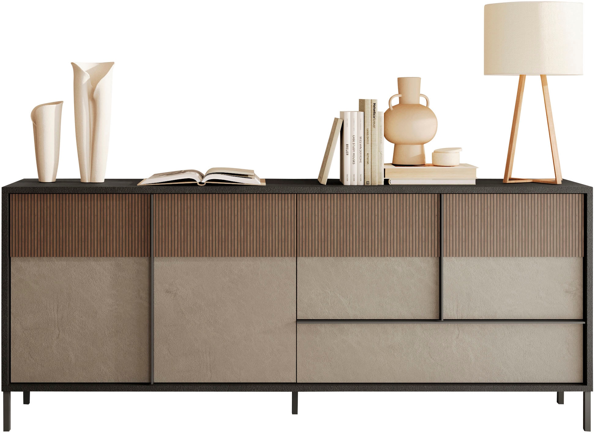 Home affaire Sideboard "Everest Breite 206 cm, Kommode mit 4 Türen u. 1 Schubkasten" Anrichte, Soft/Self Closing, Korpus 22 mm