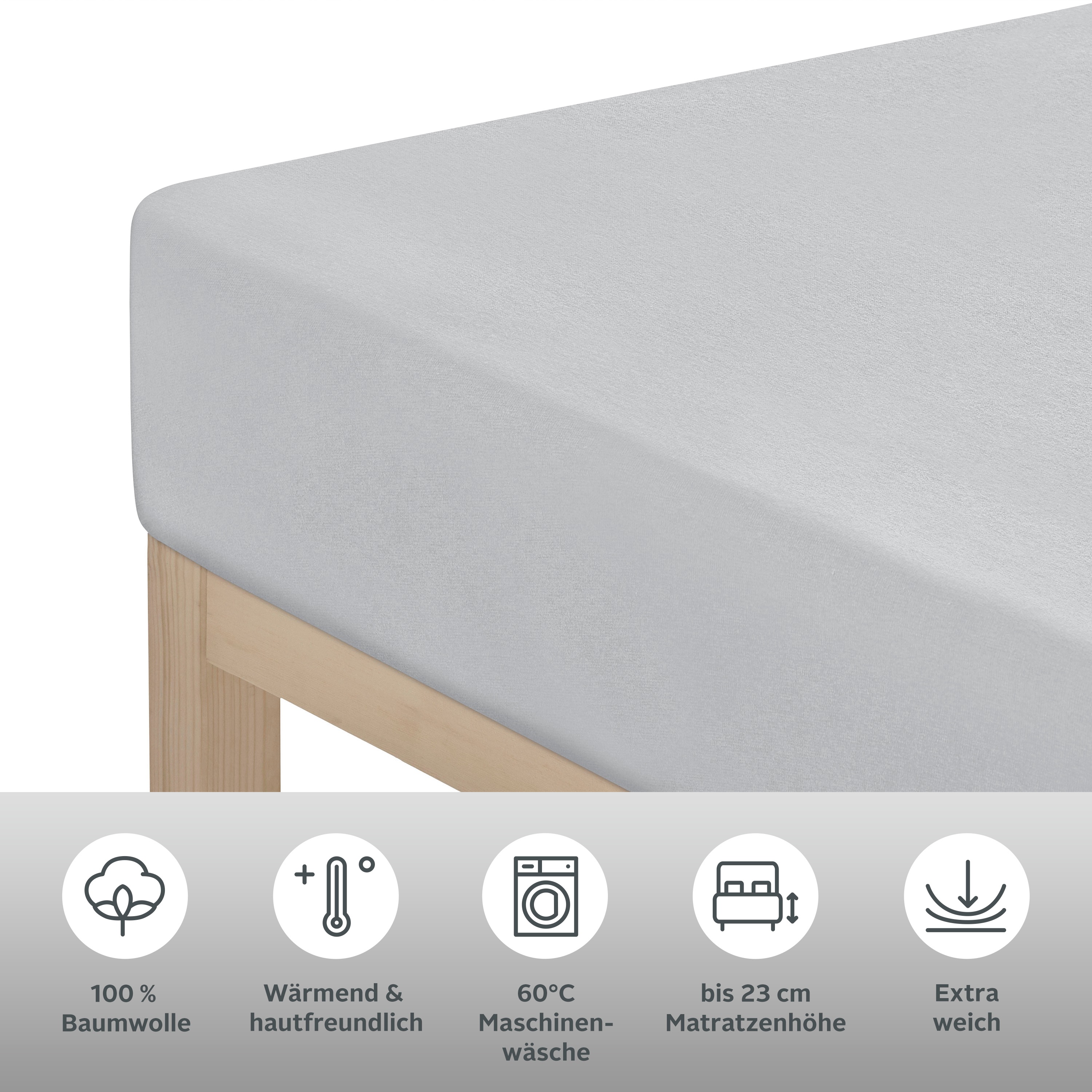 Thumbnail - Home affaire Spannbettlaken "Cremona, in den Premium Qualitäten (Jersey: 145g/m², Biber: 155g/m²)" Premium Qualität, Grö...