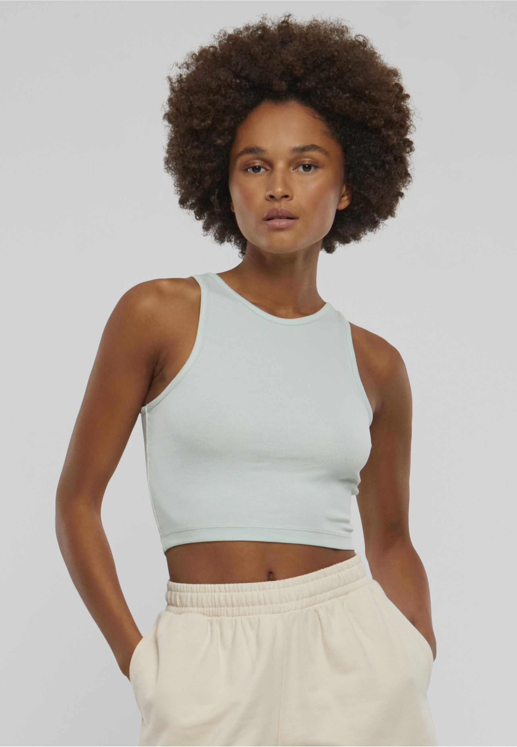 URBAN CLASSICS Tanktop »Urban Classics Damen Ladies Cropped Rib Top 2-Pack« 1 Stk.