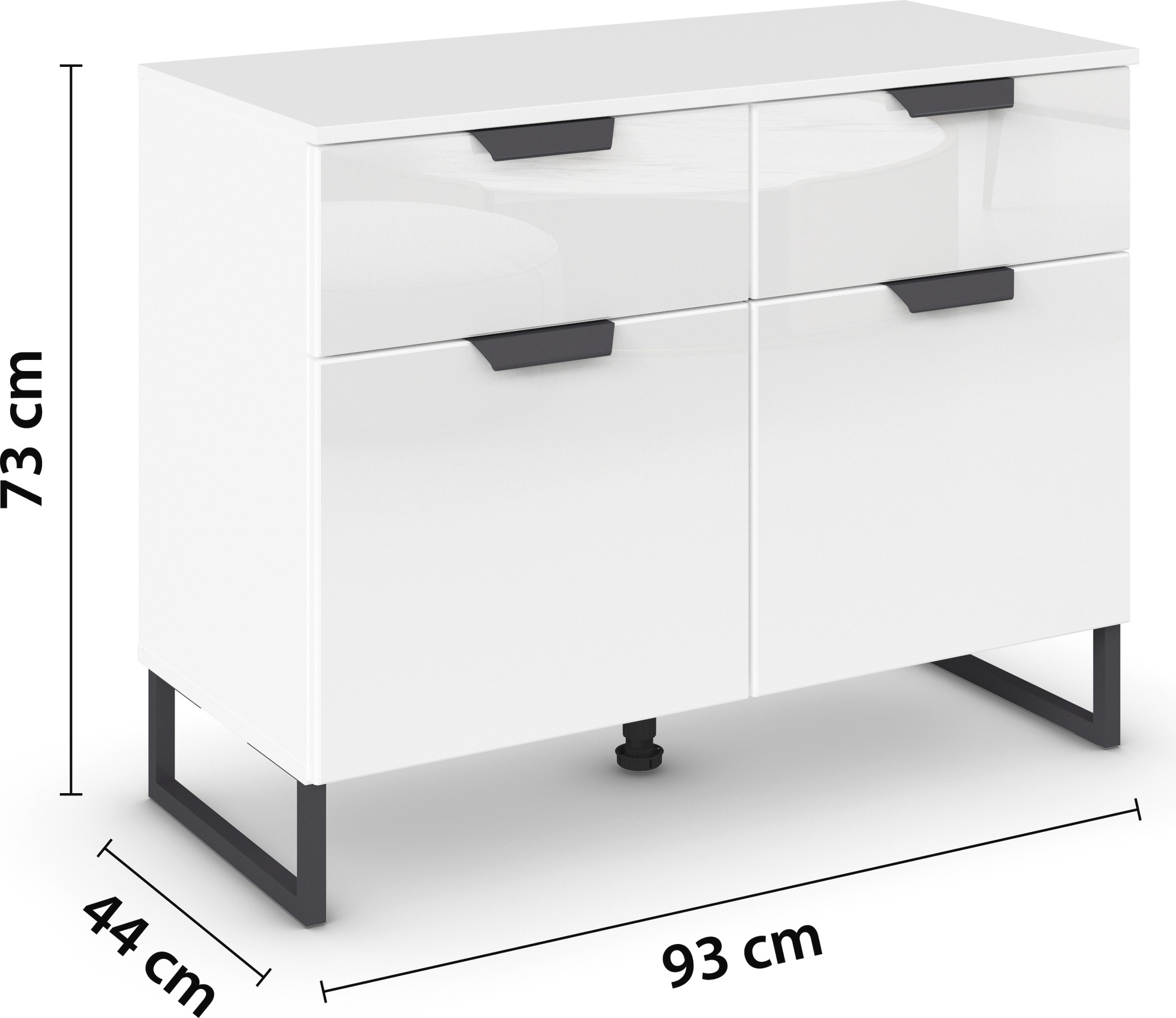 rauch Kombikommode »Modern by Aditio«, mit Glasfront und Kufenfuß, 2 Schubladen mit Softclose-Funktion