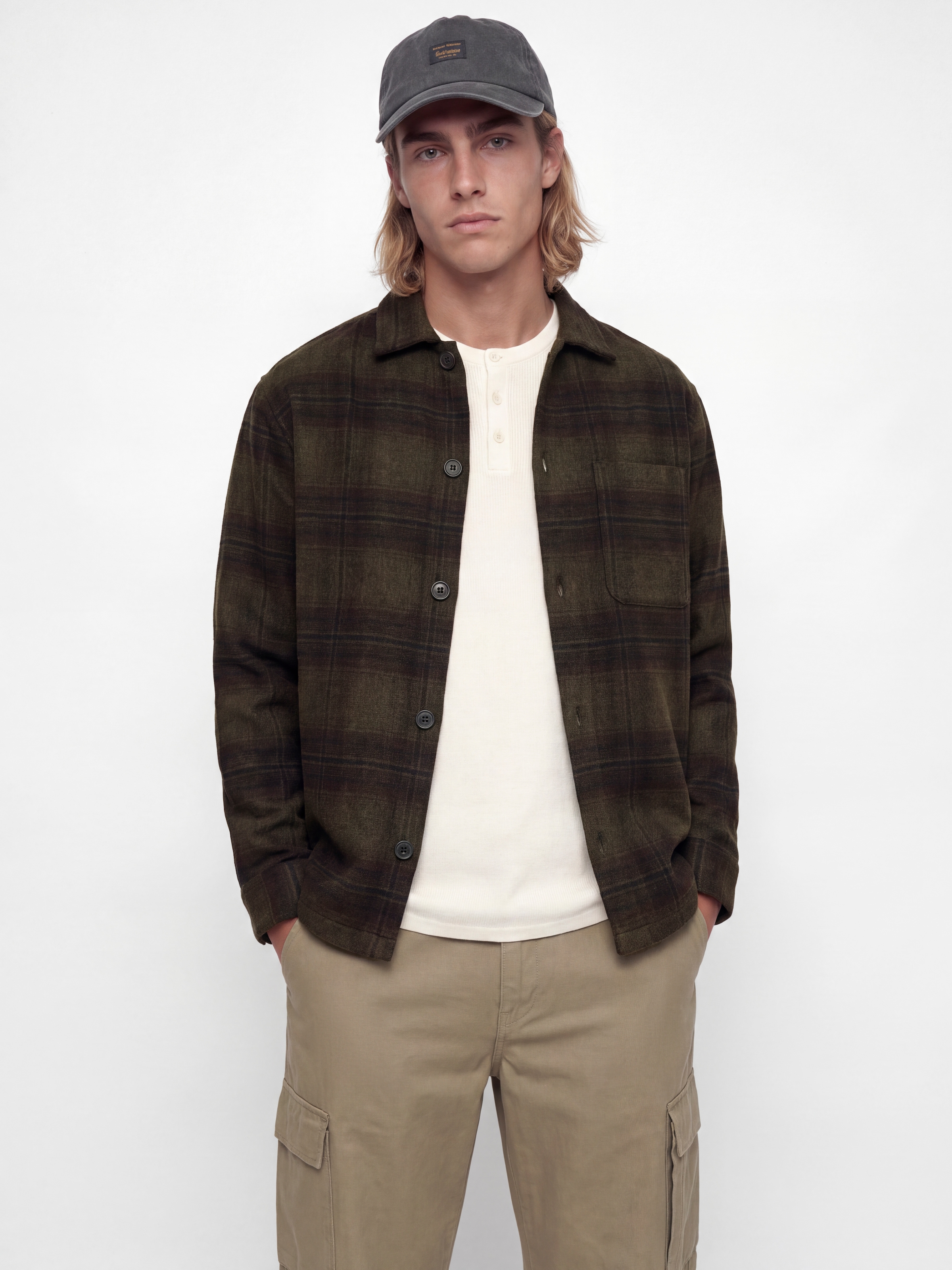 Jack & Jones Langarmhemd "JJESOHO OLLIE OVERSHIRT LS SN" Materialmix, locker geschnitten