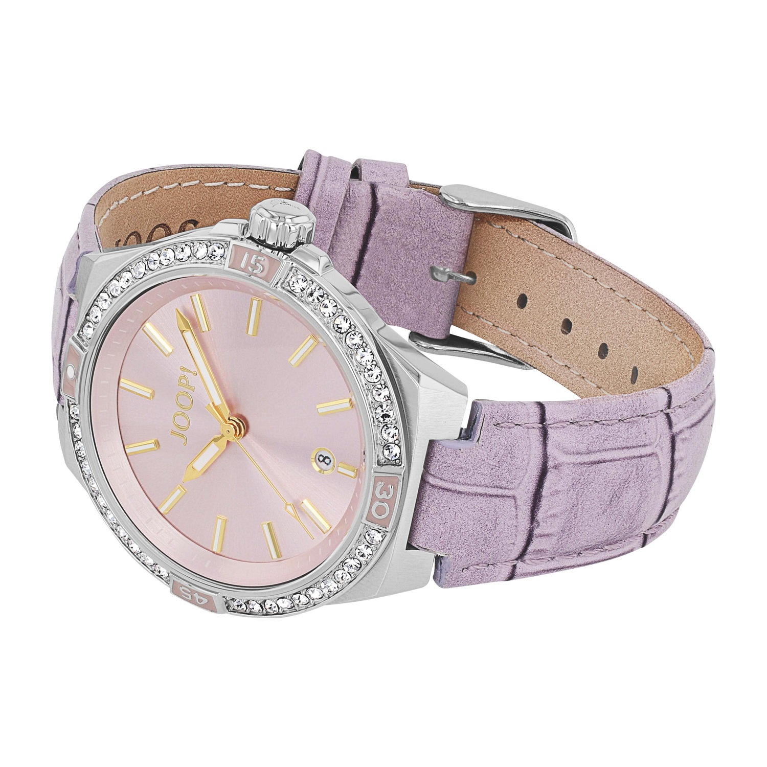 JOOP! Quarzuhr Armbanduhr, Damenuhr, Lederarmband, analog, Jahr, Monat