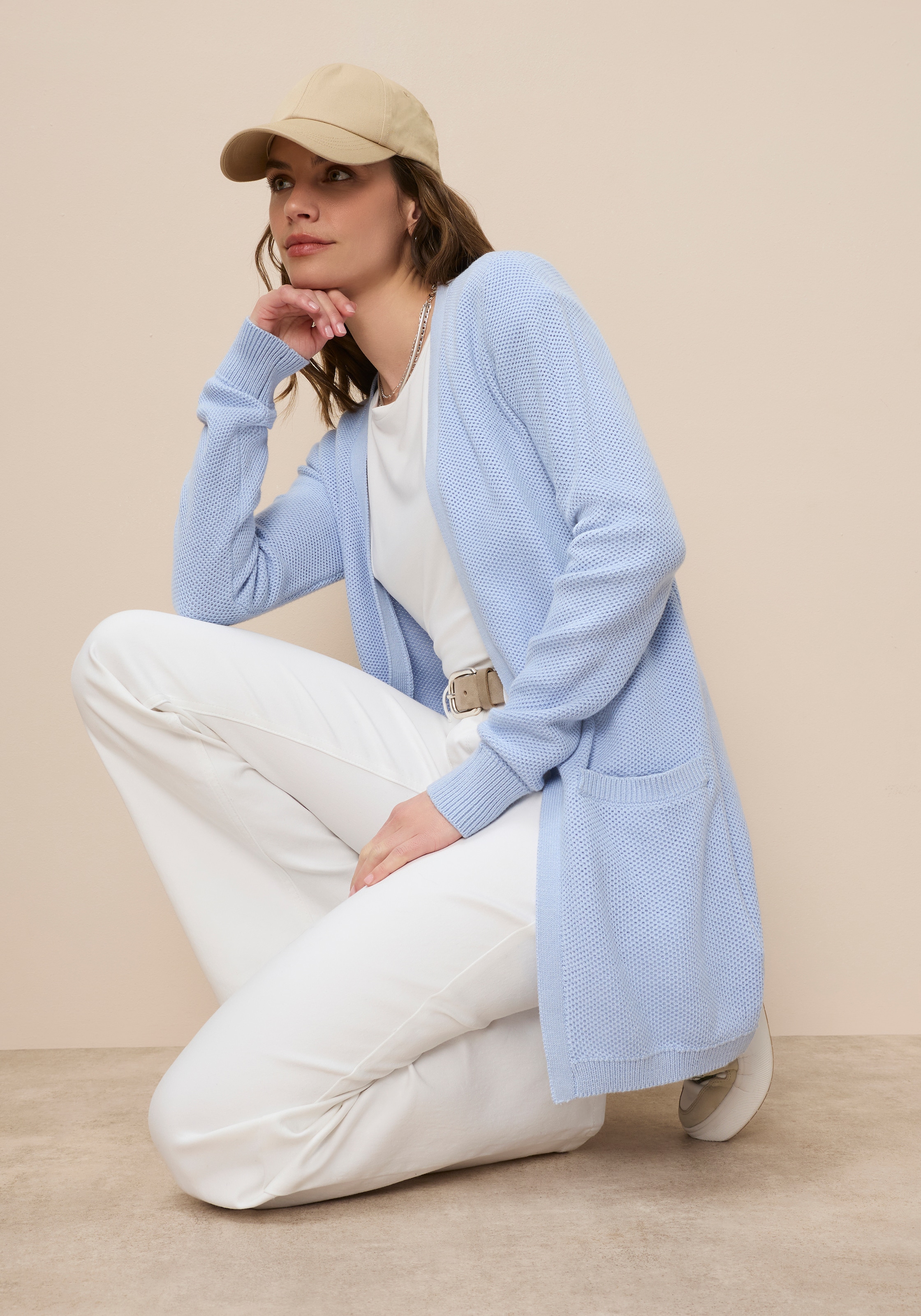 Tamaris Strickjacke mit Taschen und moderner Perlstrickstruktur günstig online kaufen