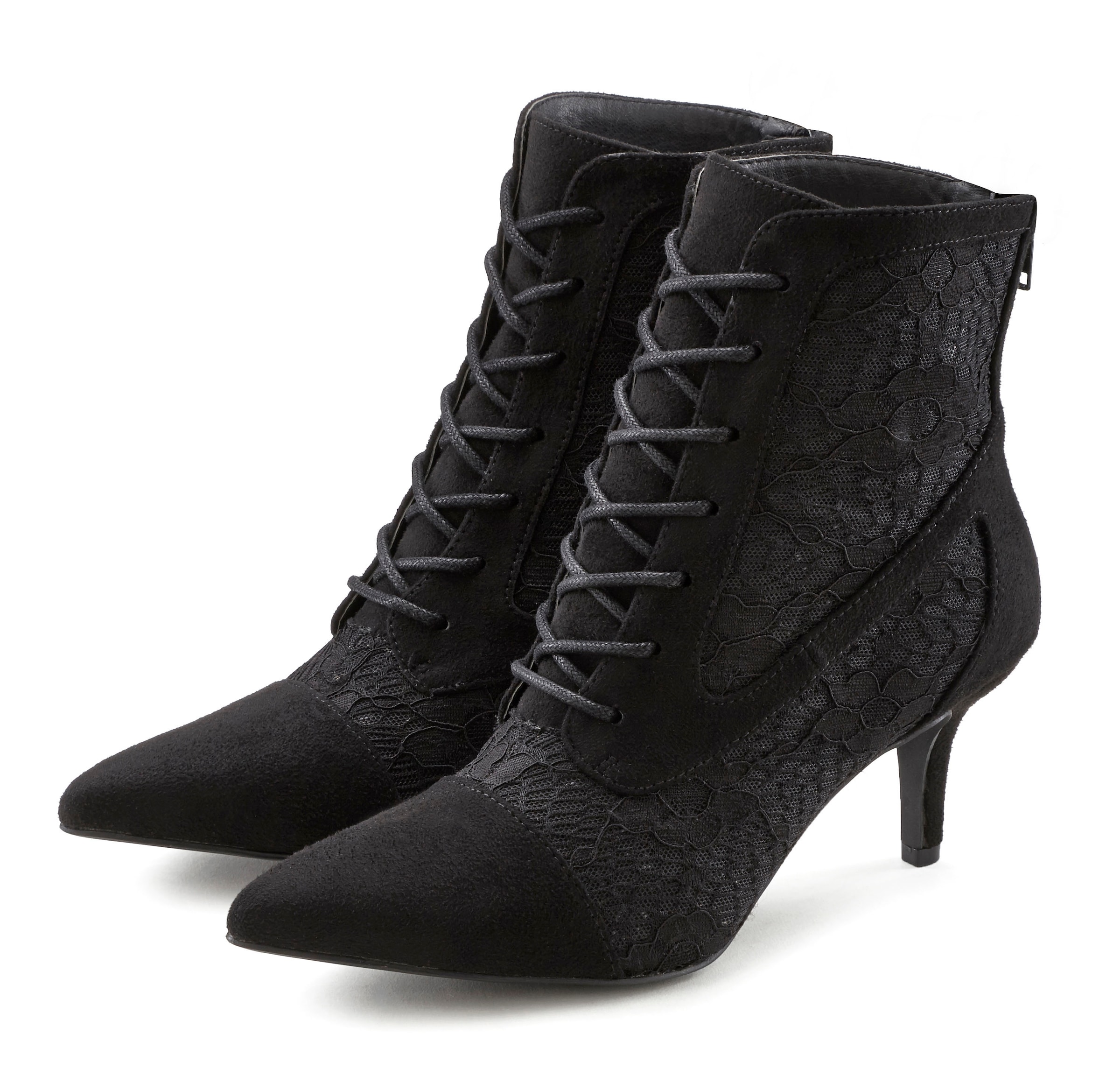 LASCANA Schnürstiefelette "Herbststiefelette, Stiefel," in sexy Spitzen Optik