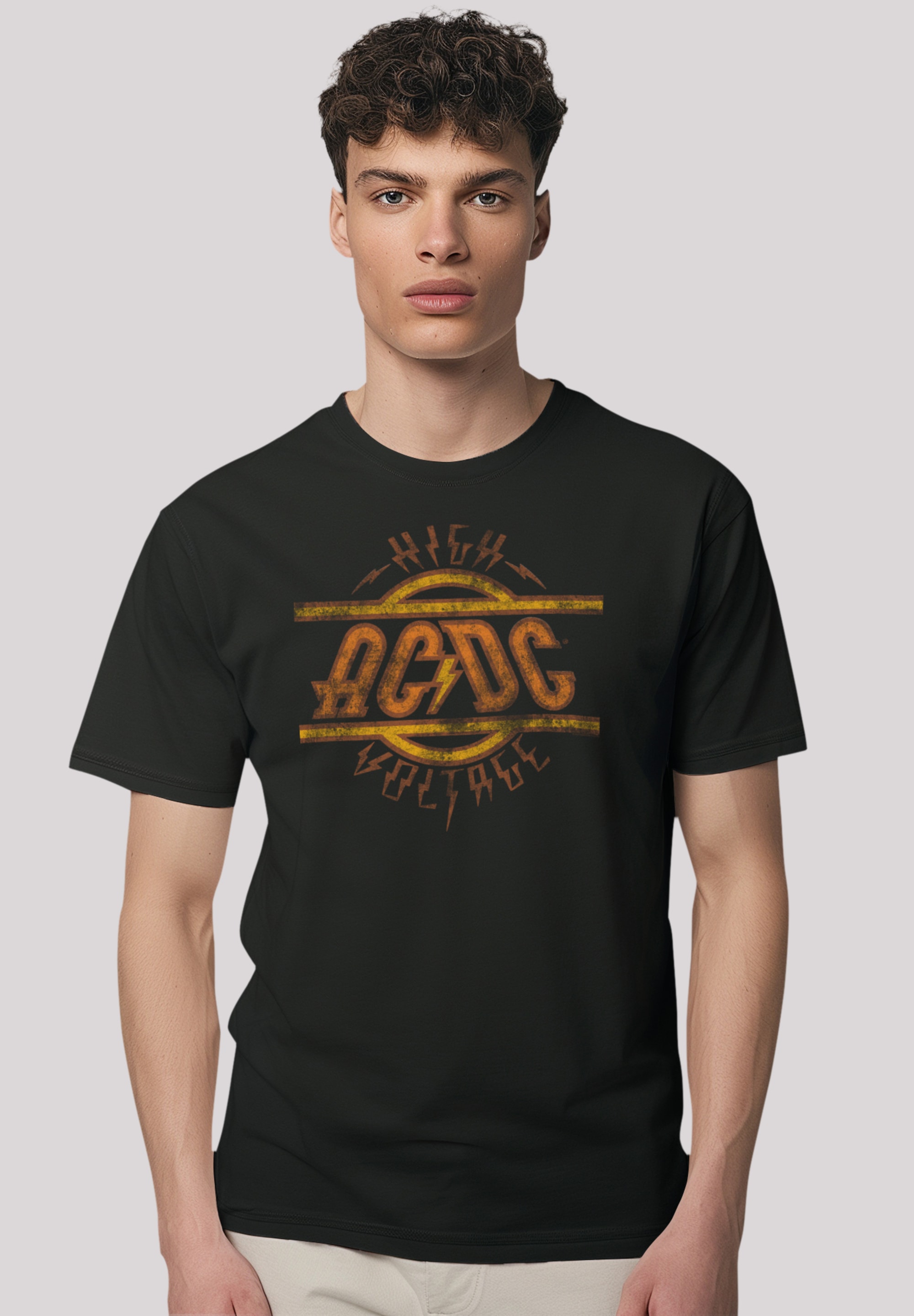 F4NT4STIC T-Shirt »AC/DC Rock Musik Band High Voltage Logo Distressed«, Premium Qualität