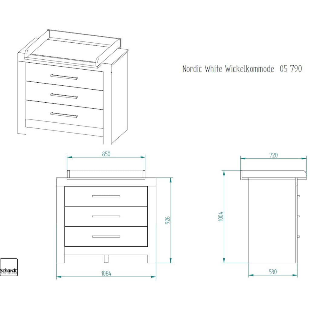 Schardt Wickelkommode »Nordic White«, bis 15 kg, 109 cm