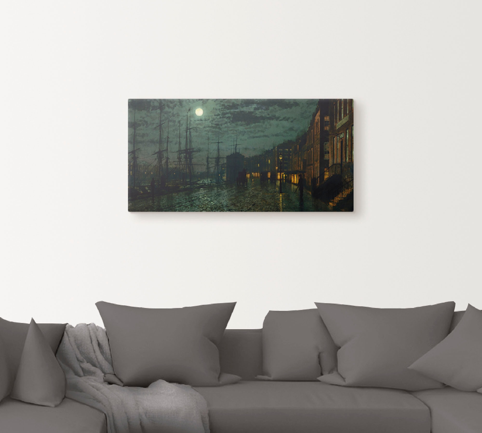 Artland Leinwandbild »Docks bei Mondlicht.«, Großbritannien, (1 St.), auf Keilrahmen gespannt