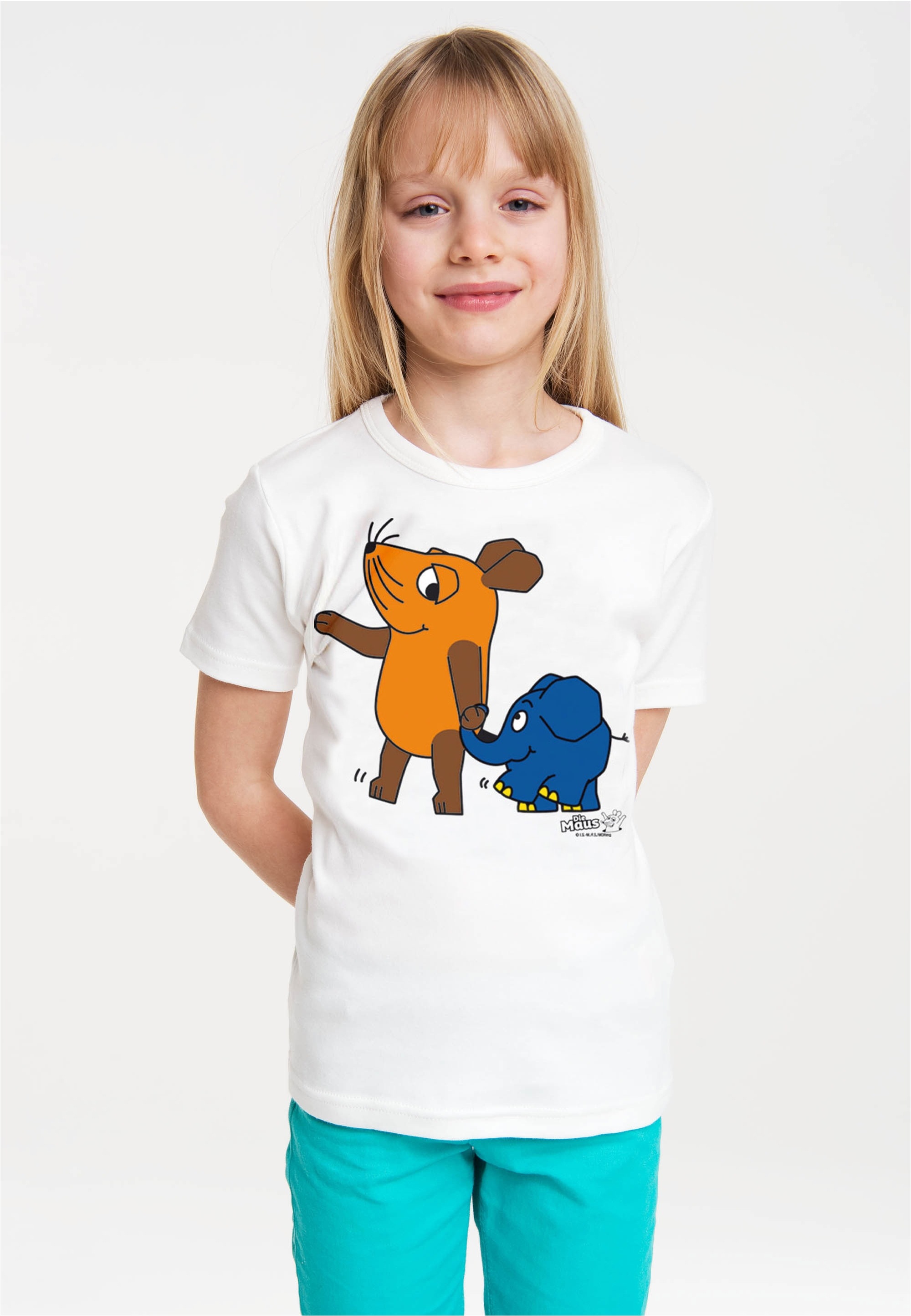 LOGOSHIRT T-Shirt »Sendung mit der Maus - Maus & Elefant« mit buntem Print