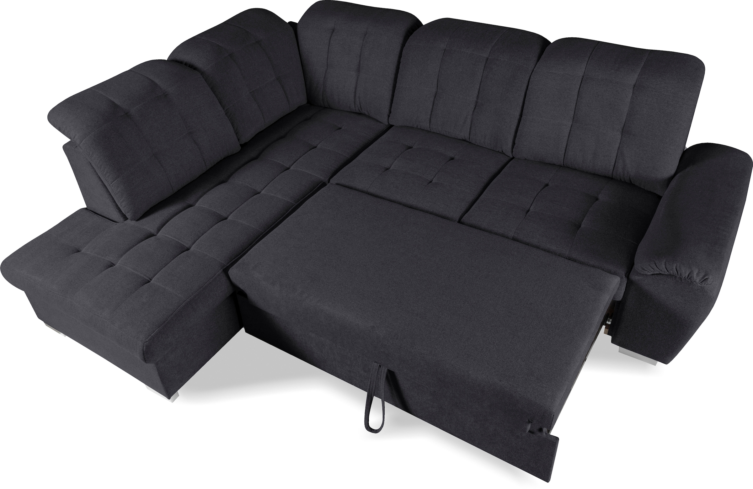 WERK2 Ecksofa »Brindisi, Multifunktion, bequem & komfortabel, Breite 263cm, L-Form«, mit verstellbaren Kopfteilen, Bettfunktion & Bettkasten