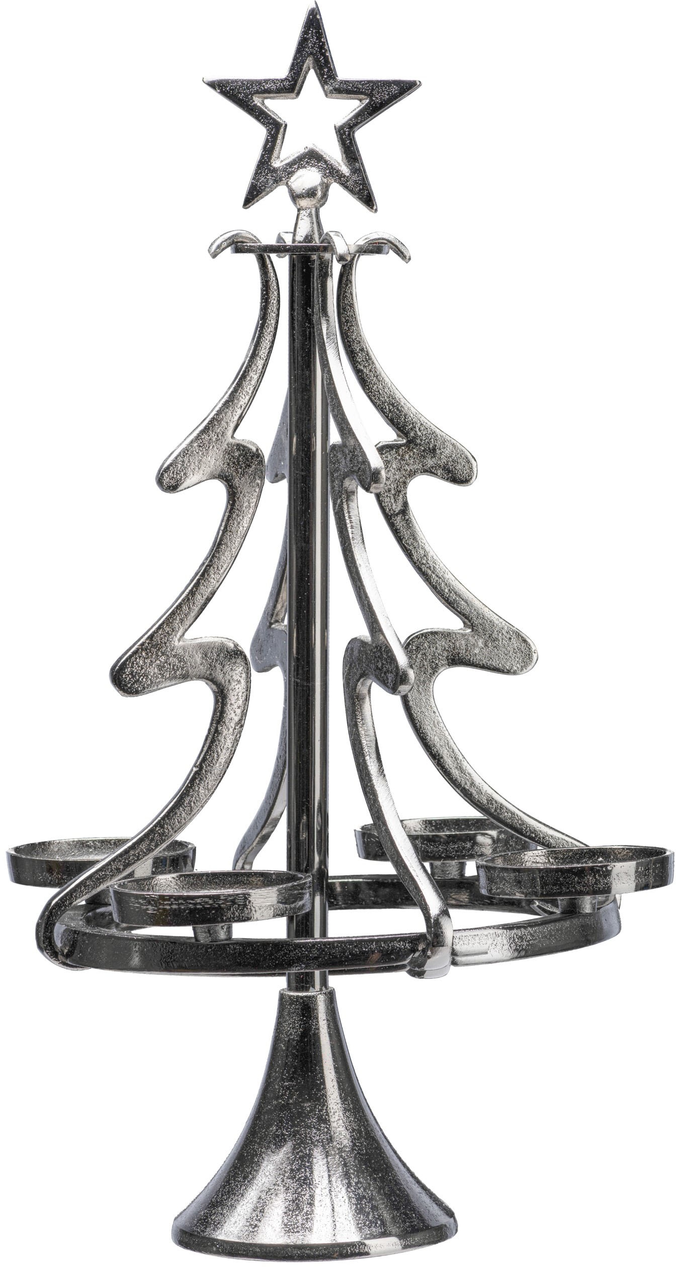 MY HOME Adventsleuchter "Tannenbaum, Weihnachtsdeko", B/H/T: 86cm, grau, Kerzenhalter, Kerzenständer aus Aluminium, Höhe 86 cm