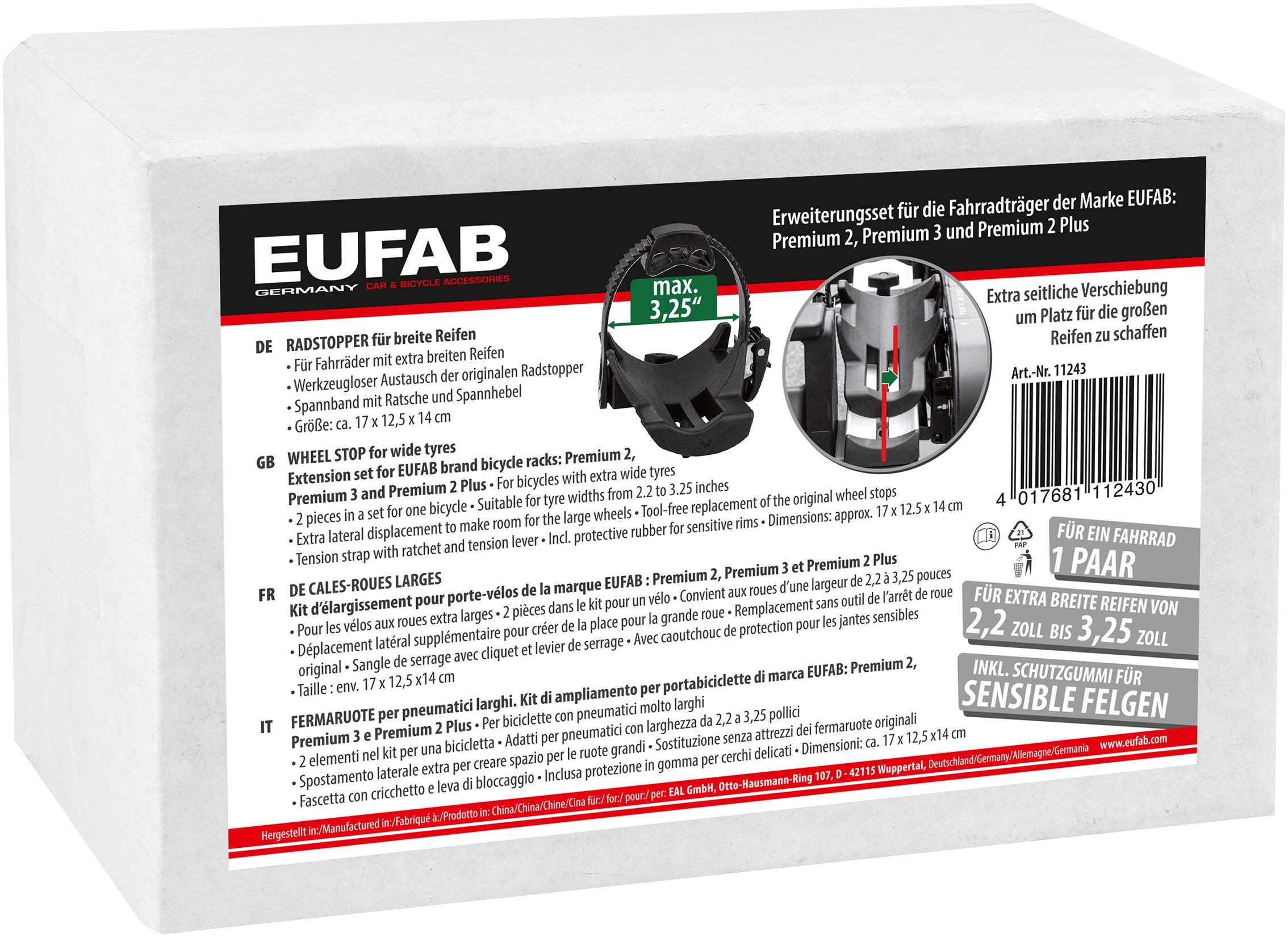 EUFAB Fahrradträger-Radstopper »Radstopper für breite Reifen«, Für breite Reifen