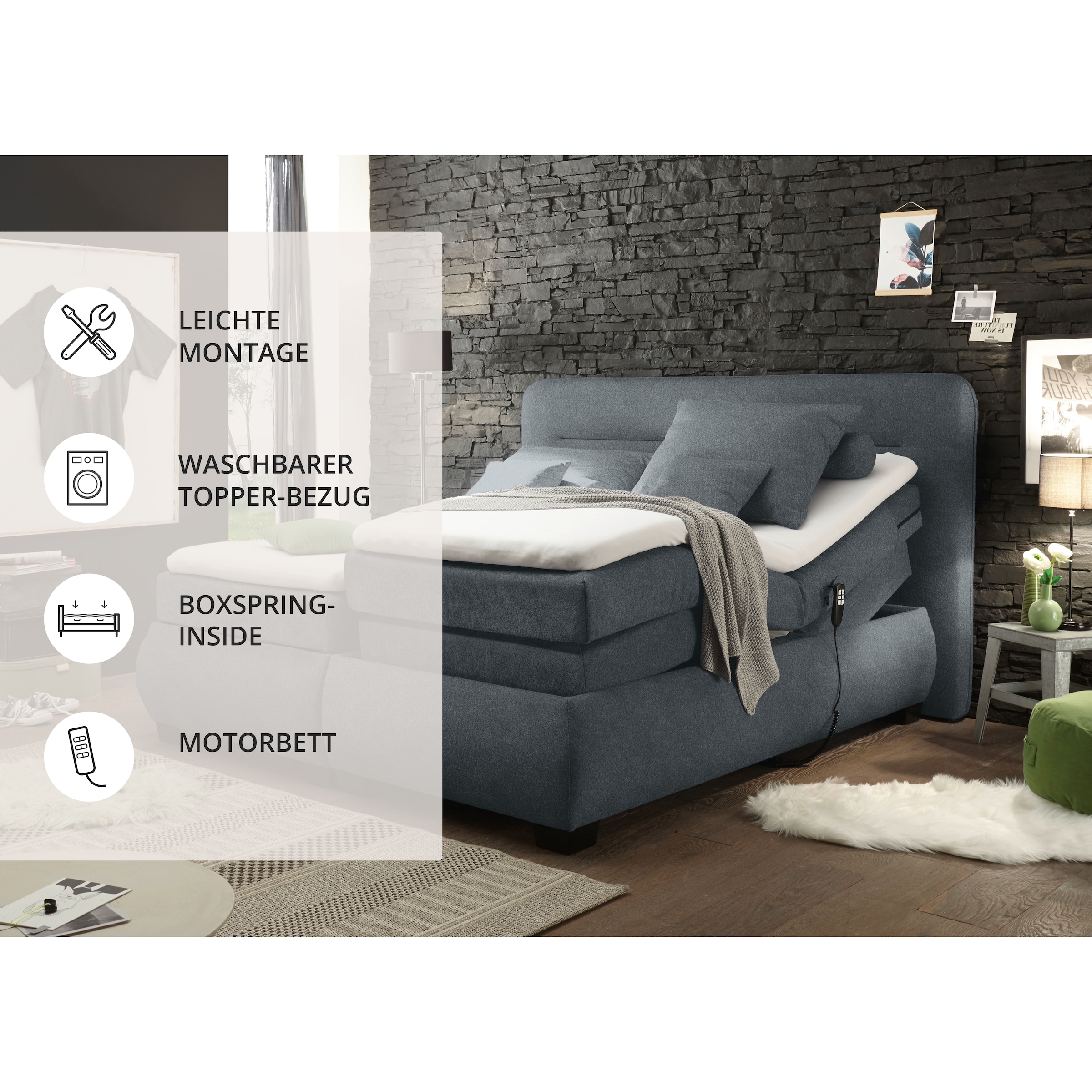 ED EXCITING DESIGN Boxspringbett »Evolution« inkl. Motor und Topper