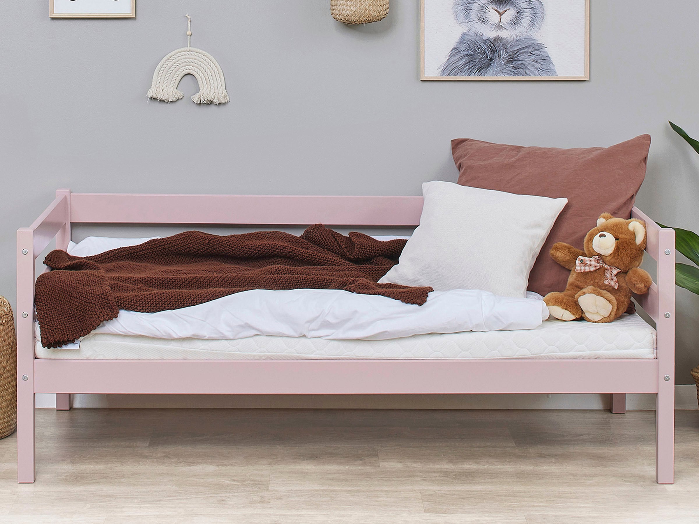 Hoppekids Einzelbett »ECO Comfort Kinderbett, Kiefer Massivholz, Jugendbett inkl. Rollrost«, 70x160 cm, wahlweise in verschieden Farben/ Matratze/ Absturzsicherung