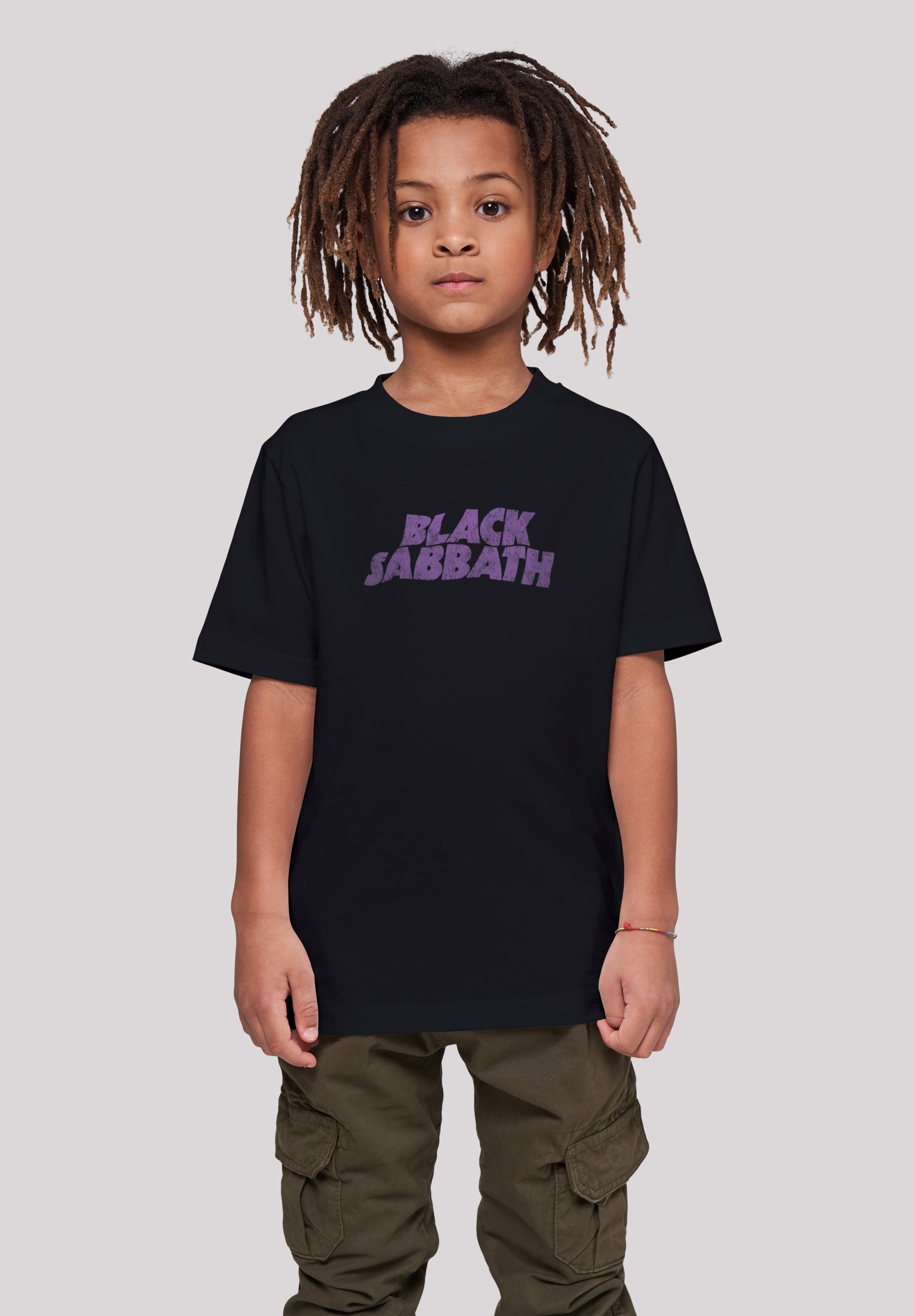 F4NT4STIC T-Shirt Heavy Distressed Wavy | Band bestellen online BAUR Sabbath »Black Black«, Logo Print Metal