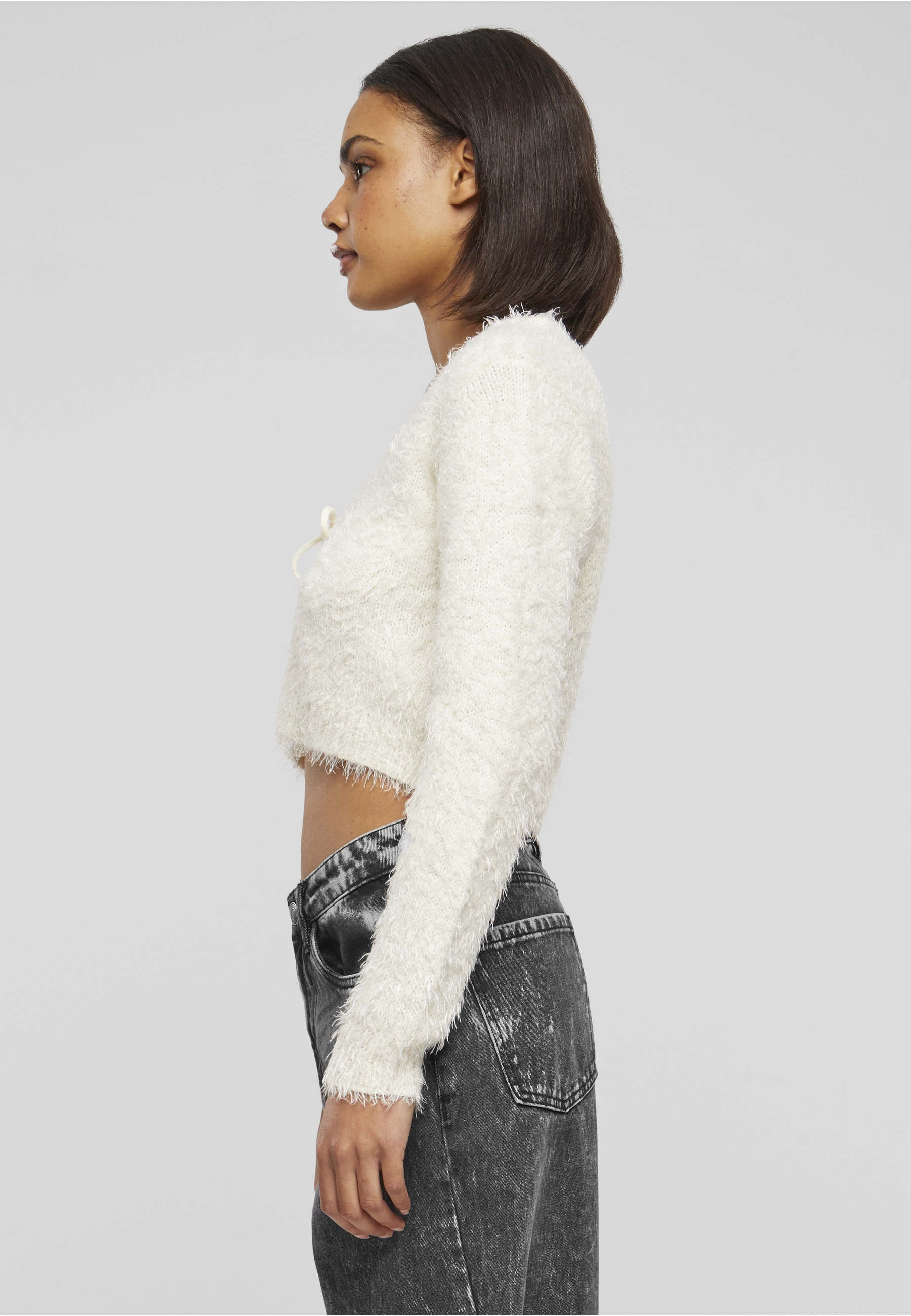 URBAN CLASSICS Strickjacke »Urban Classics Damen Ladies Tied Cropped Feather Cardigan« 1