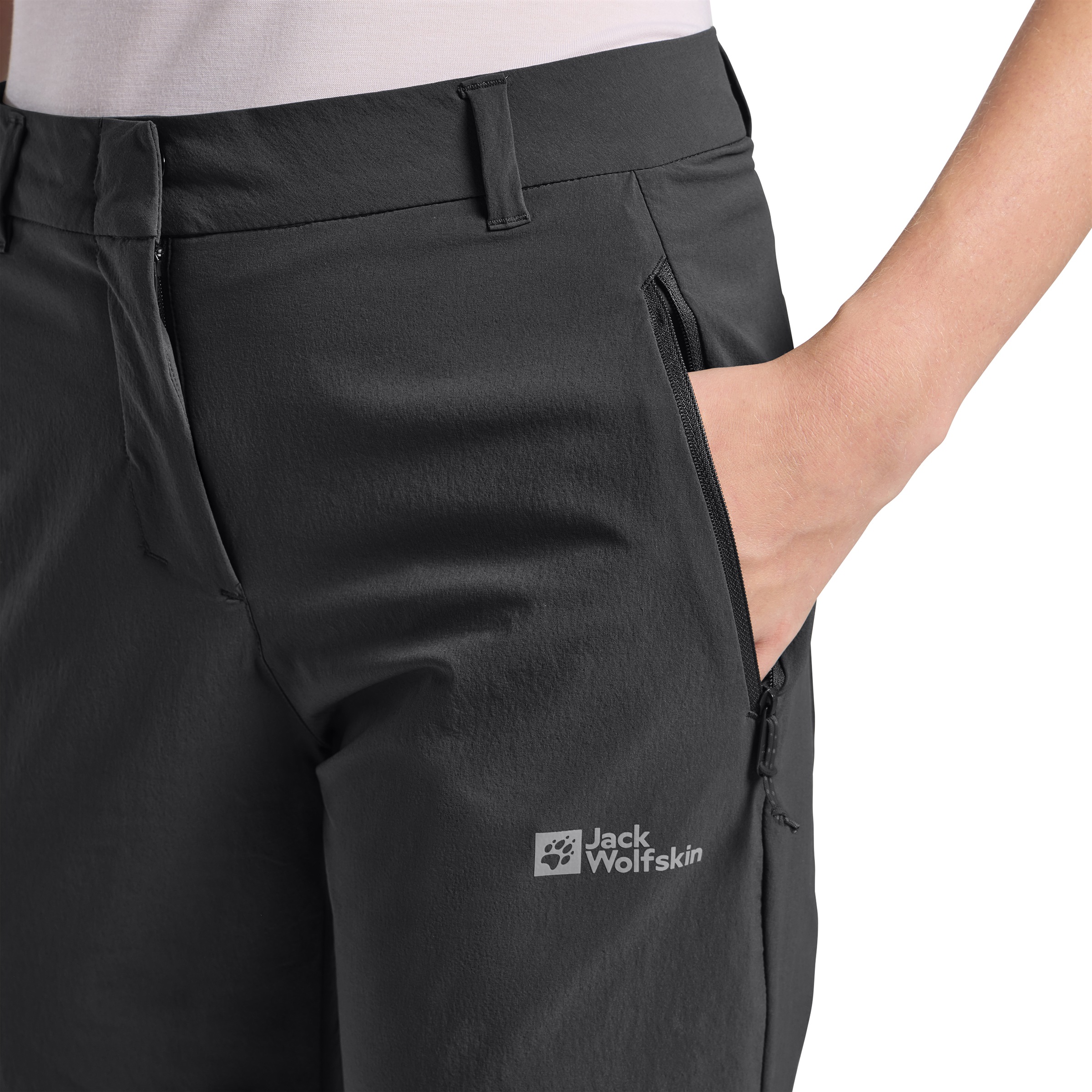 3/4-Hose JACK WOLFSKIN "HIKEOUT", Damen, Gr. 36, N-Gr, schwarz, Obermaterial: 94% Polyamid, 6% Elasthan, Hosen, Atmungsaktiv, schnell trocknend, wasserabweisend 3