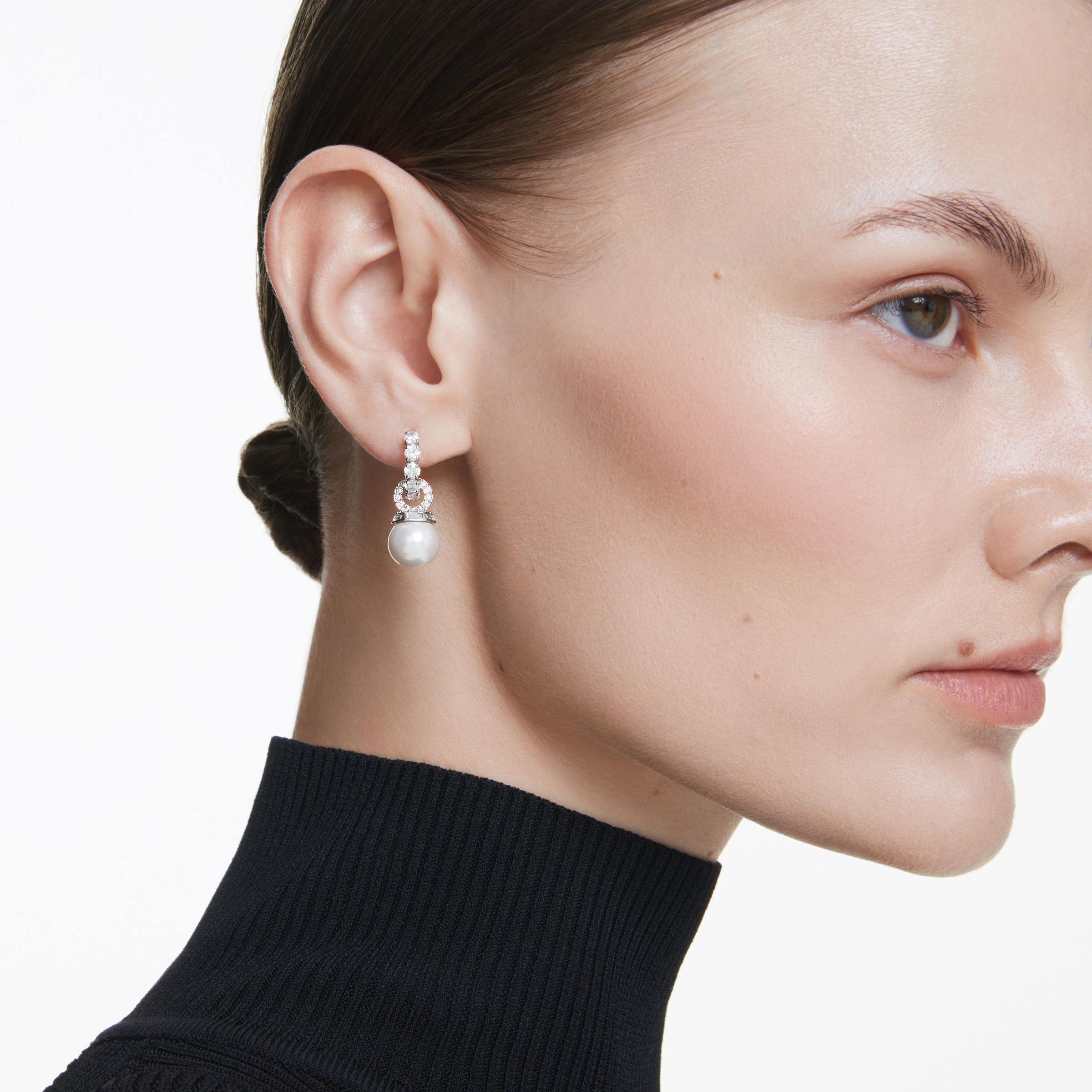 Swarovski Paar Creolen »Schmuck Geschenk Matrix Drop-Ohrhänger, 5691716«, mit Swarovski® Kristall - mit Swarovski® Perle - Einhänger abnehmbar