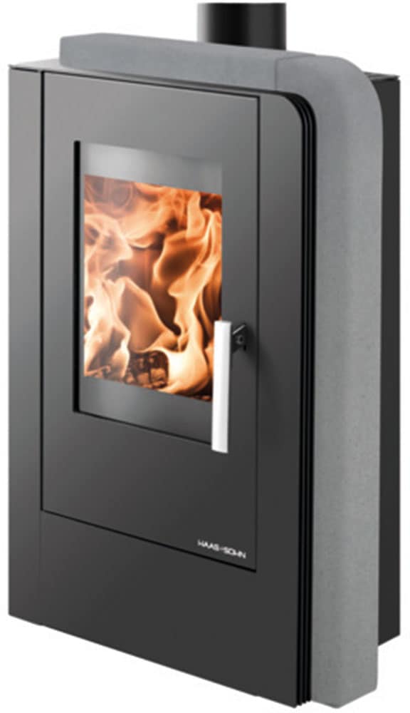 Haas + Sohn Kaminofen "ARUBA 220.17-ST perl-schwarz/Quarzit grau"