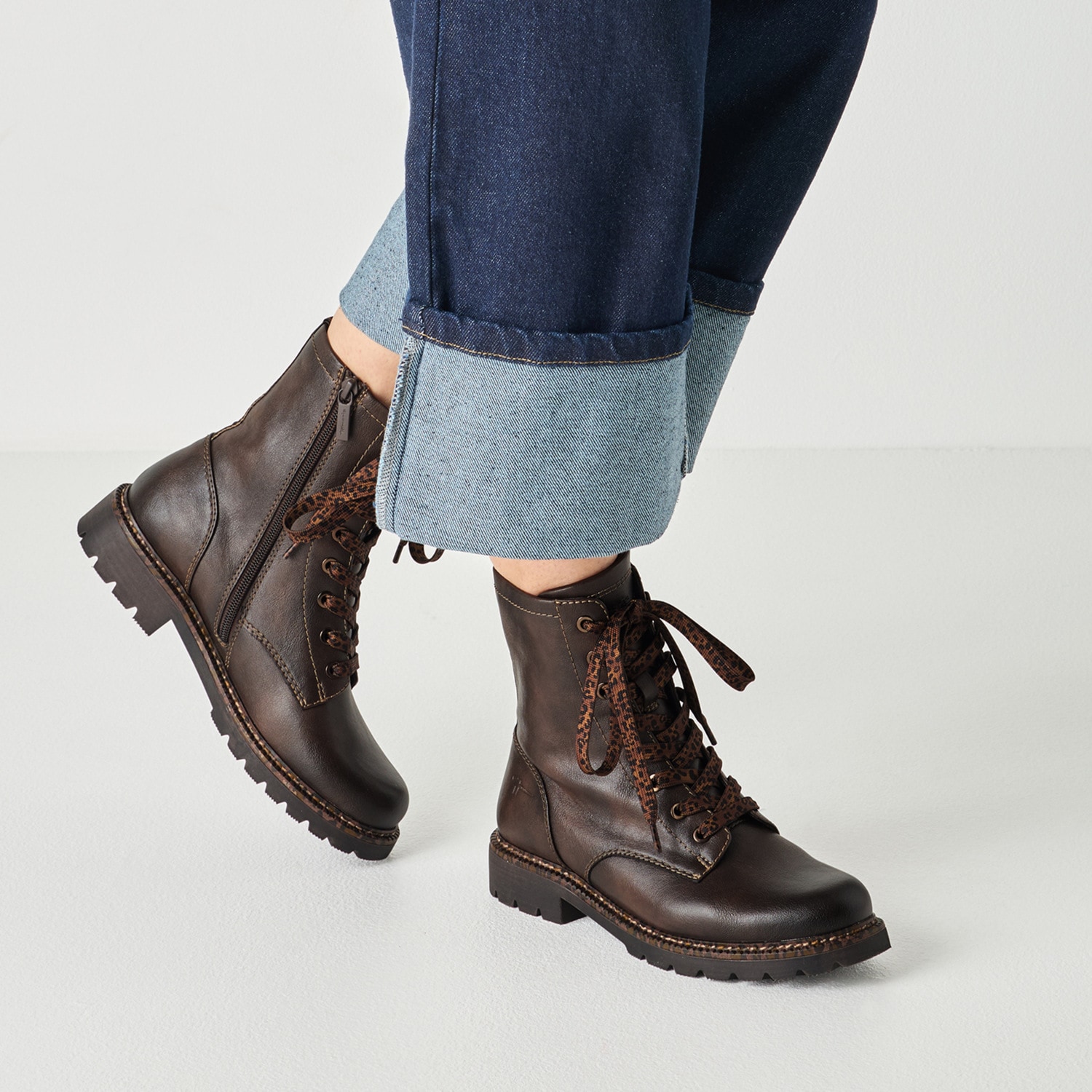 Tamaris Schnürstiefelette  Blockabsatz, Boots mit Schnürsenkeln im Animal-Look