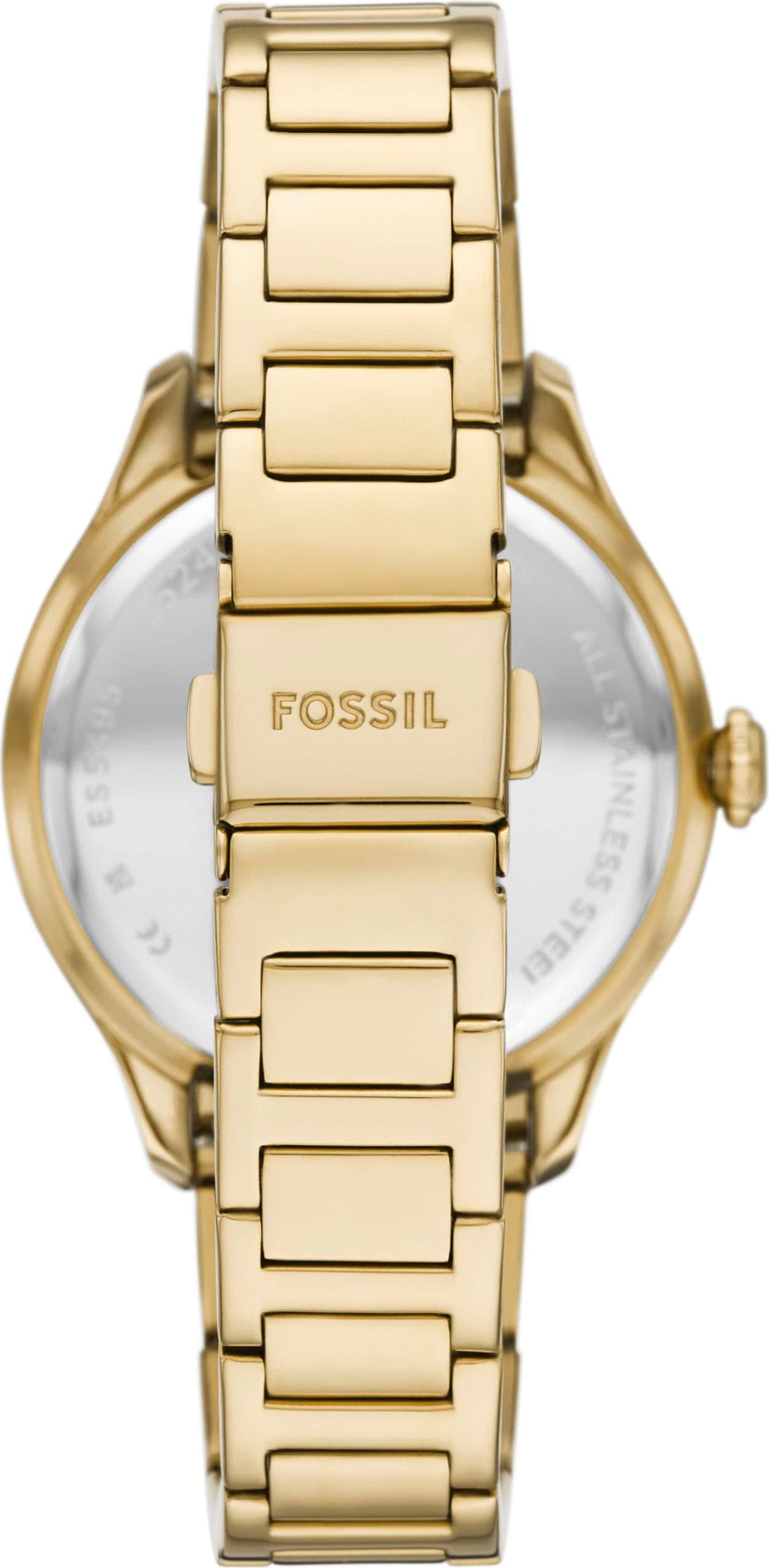 Fossil Quarzuhr »GILMORE«, Armbanduhr, Damenuhr, Edelstahlarmband, analog, Tag