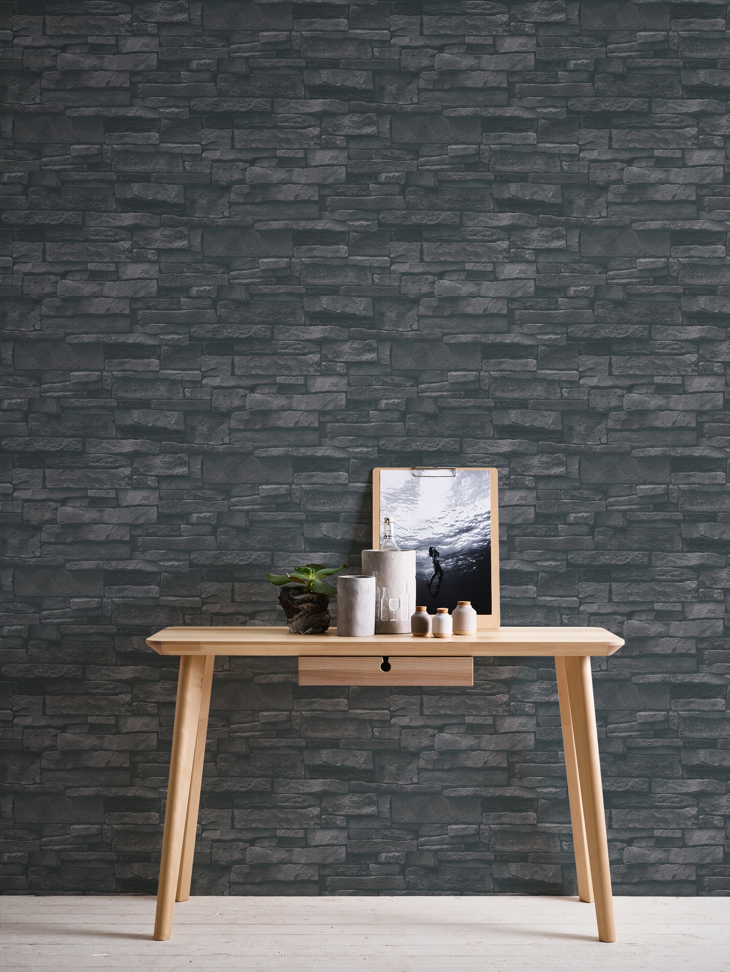 A.S. Création Vliestapete »Terra Steintapete«, matt-gemustert-neutral, Steinoptik Steinwand Naturstein-Tapete 3D-optik Tapeten Wohnzimmer