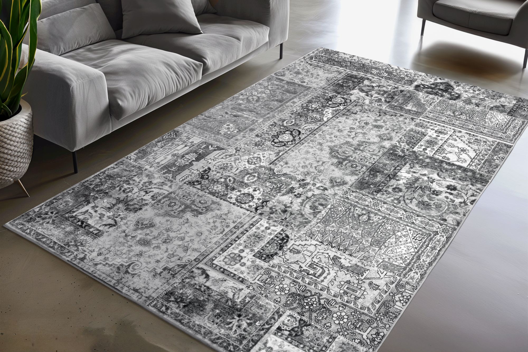 Obsession "Avantgarde 105" rechteckig 8 mm Höhe modernes Patchwork Design, waschbar, In- und Outdoor, Balkon, Terrasse