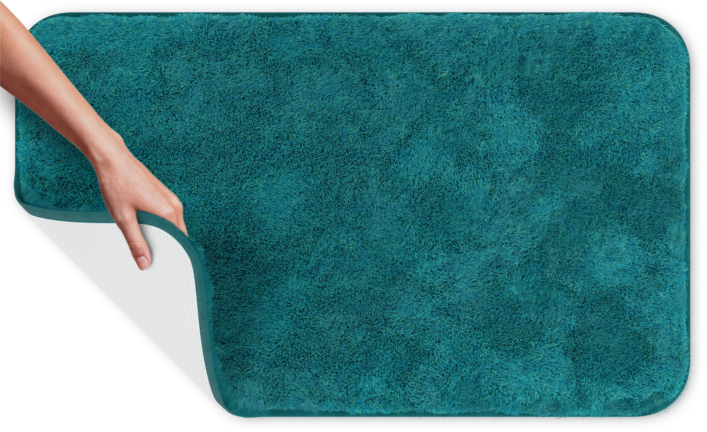 Grund Badematte »Melos, Badvorleger, Badezimmer Teppich, sehr weich« Höhe 27 mm rutschhemmend beschichtet fußbodenheizungsgeeignet melierte Optik, sehr weicher Flor, Melange-Effekt, Made in Europe