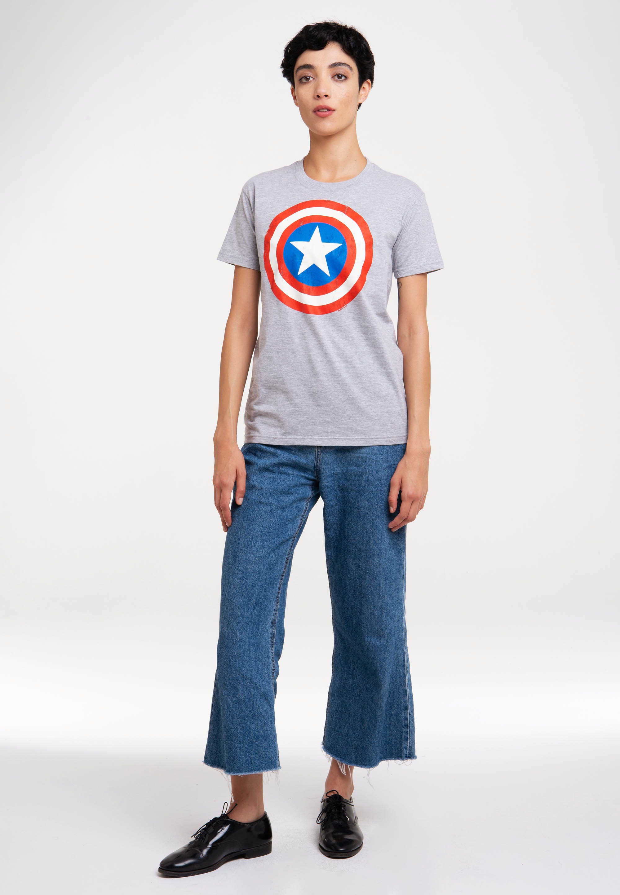 LOGOSHIRT T-Shirt »Marvel Comics - Captain America Logo«, mit lizenziertem Print