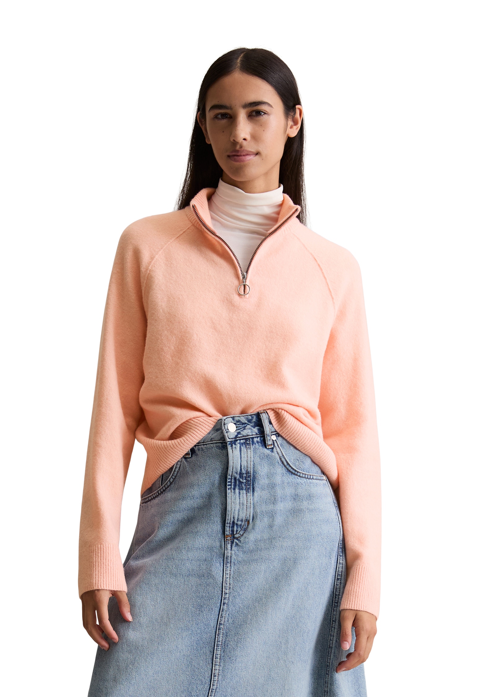 Marc OPolo DENIM Troyer cropped, regular fit, aus flauschigem Schurwolle-Mi günstig online kaufen