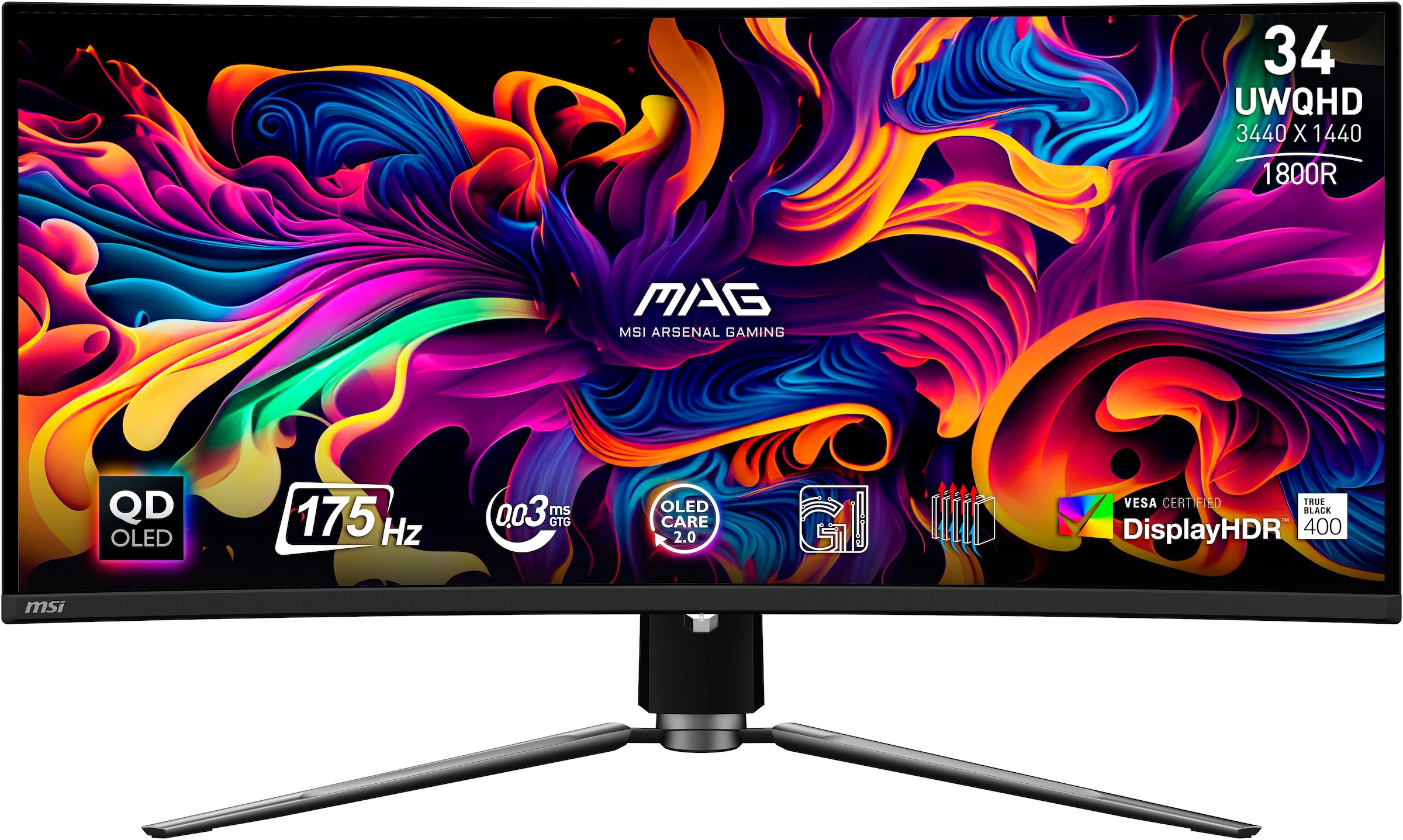 MSI Curved-Gaming-Monitor »MAG 341CQP QD-OLED«, 87 cm/34 Zoll, 3440 x 1440 px, UWQHD, 0,03 ms Reaktionszeit, 175 Hz