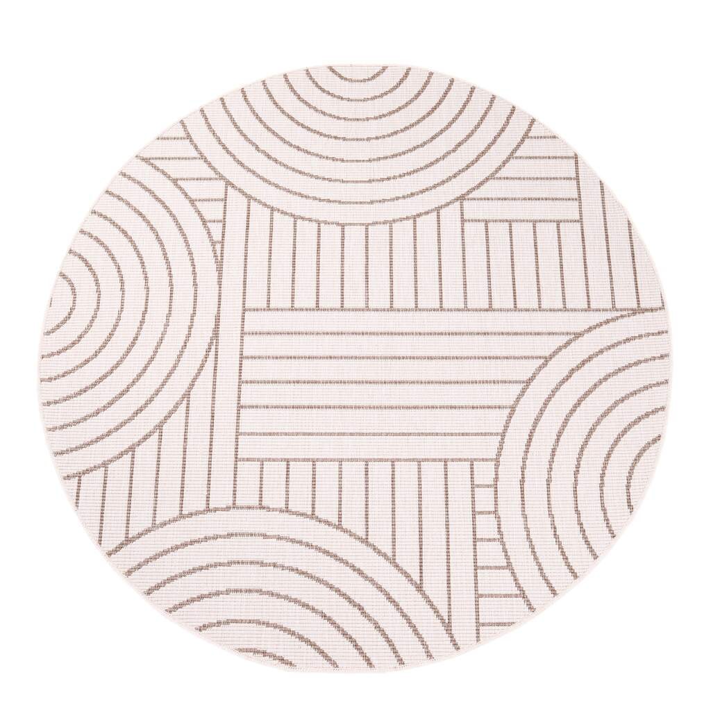 Carpet City Outdoorteppich »DUO RUG 5842«, rund, 5 mm Höhe, Wendeteppich Wetterfest In- & Outdoor, Balkon, Terrasse, Wohnzimmer