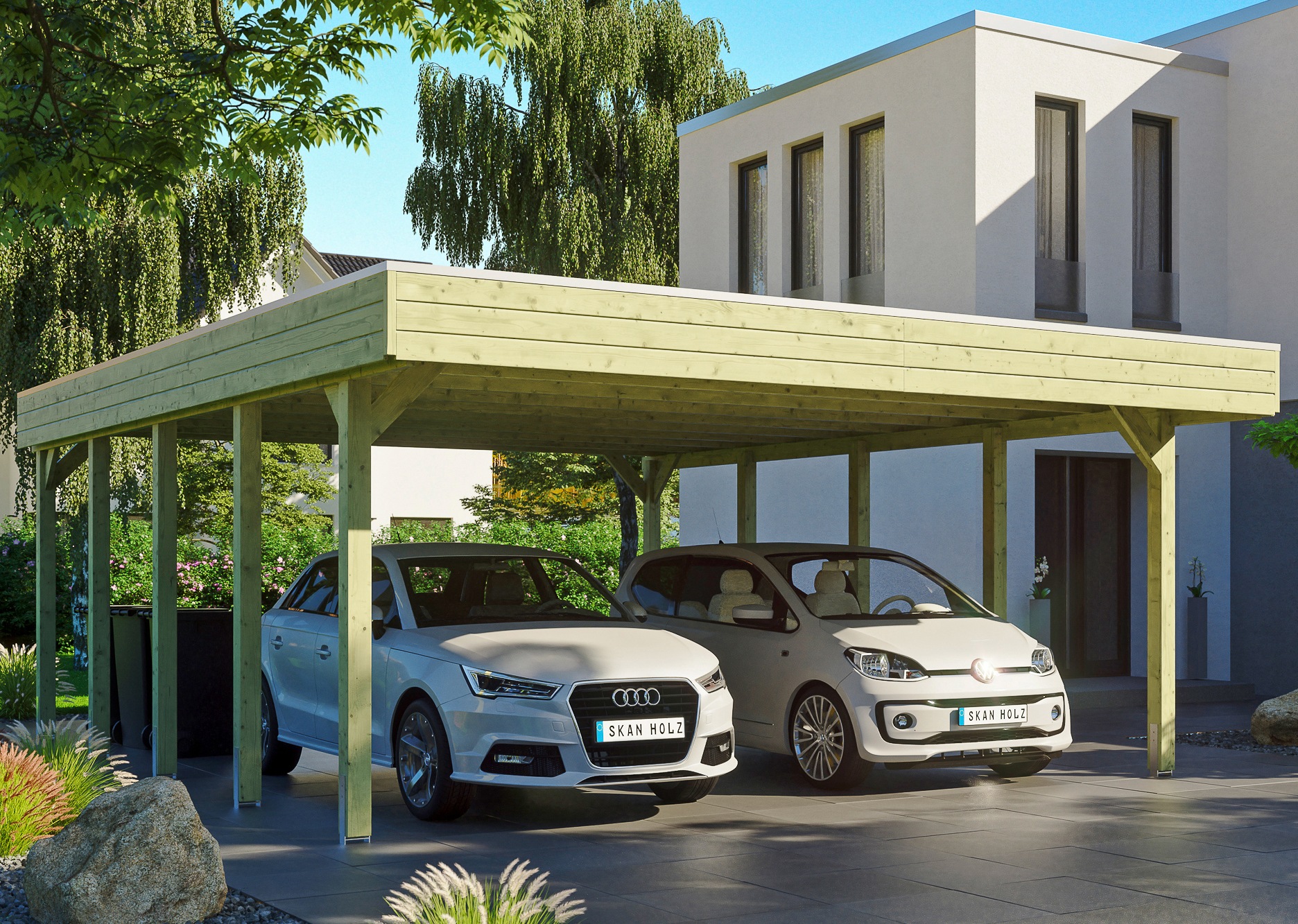 Skanholz Doppelcarport "Friesland" Massivholz 514 cm grün
