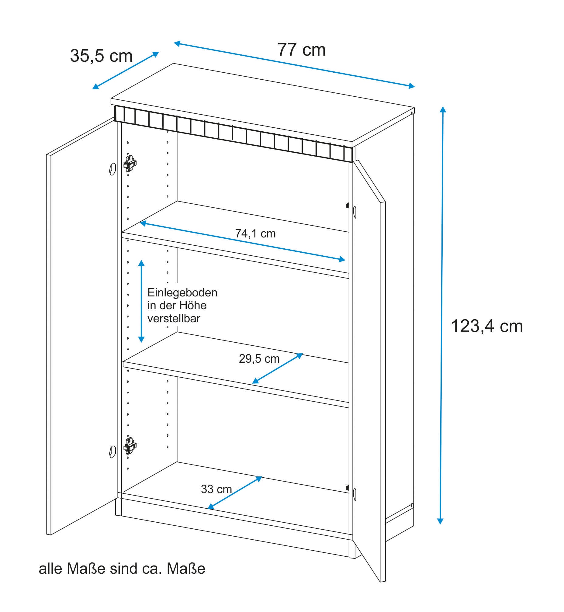 VOGL Möbelfabrik Aktenschrank »HANS«, mit Metallgriffen, 3 große Fächer, Höhe 124 cm Made in Germany