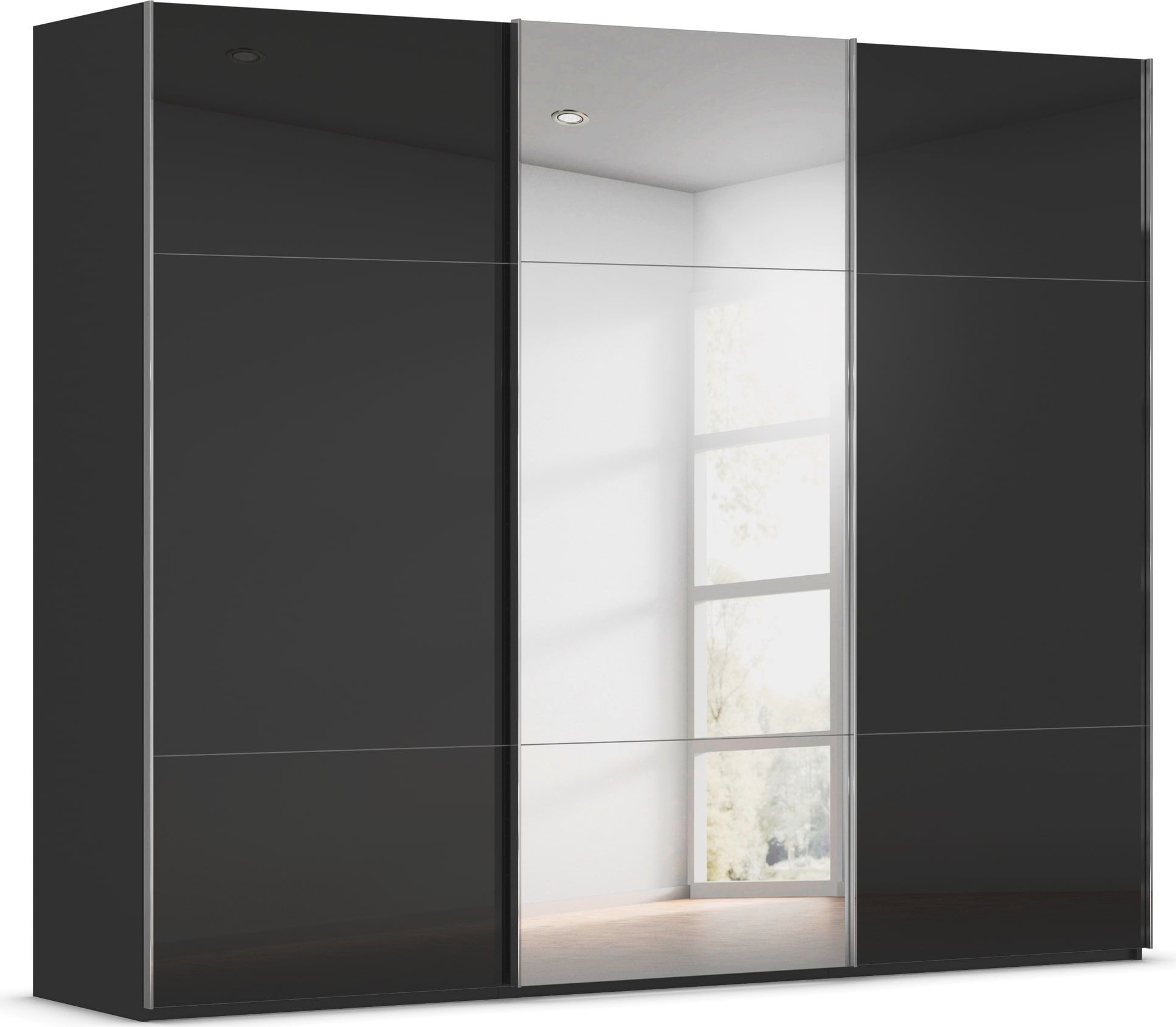 rauch Schwebetürenschrank "Kleiderschrank Schrank Garderobe Schlafzimmerschrank CONTIDO" 3 verschiedene Ausstattungen BASIC/CLASSIC/PREMIUM (inkl. SOFT-CLOSE), aus hochwertigem Material in 6 Breiten 2 Griff-Farben MADE IN GERMANY