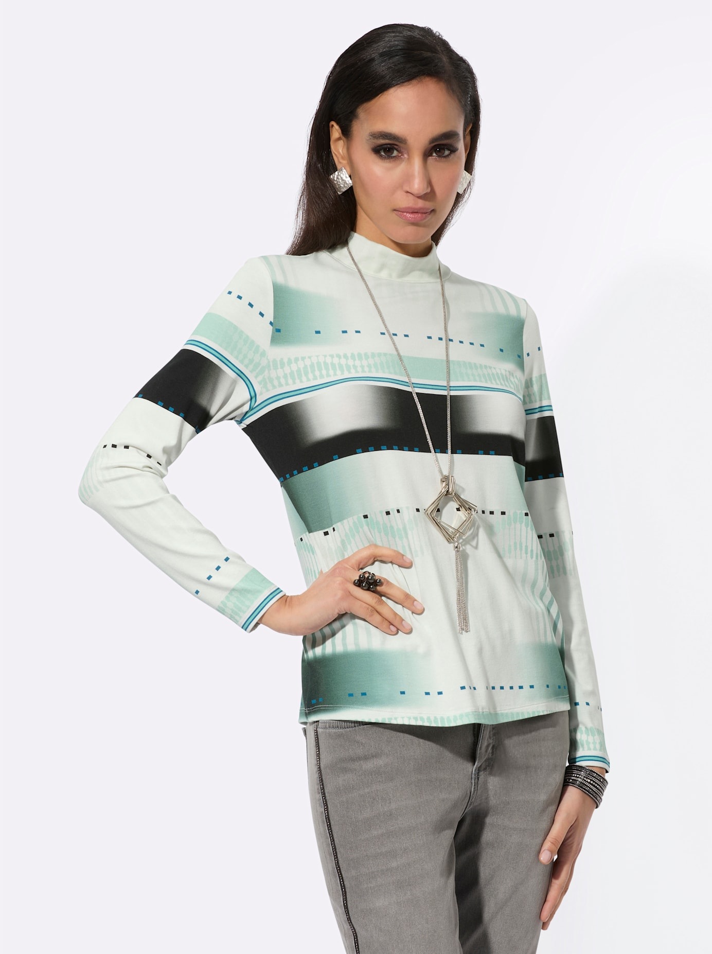 creation L Langarmshirt "Stehkragen-Shirt" 1 Stk. günstig online kaufen