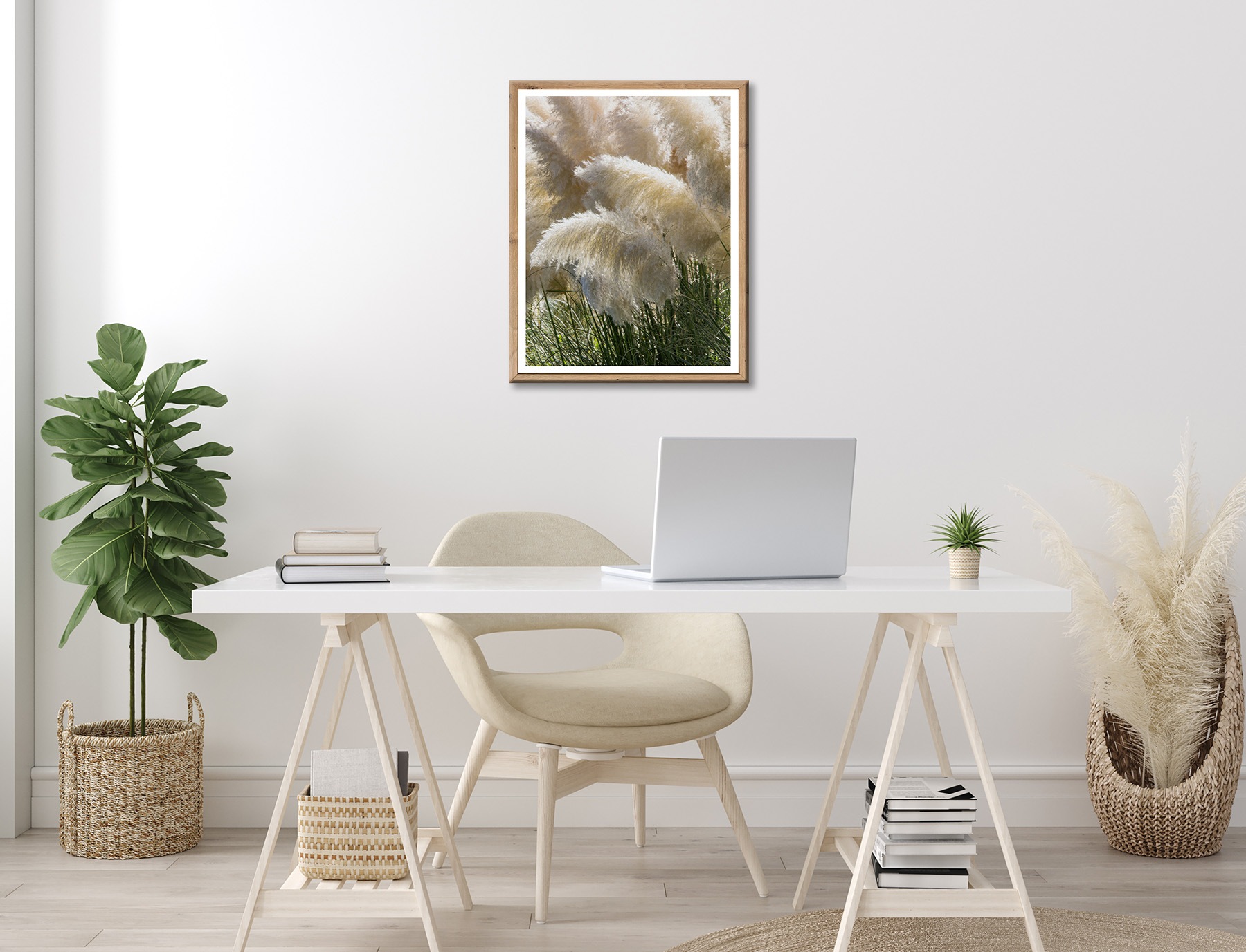Bönninghoff Bild mit Rahmen »Wandbild gerahmt PAMPASGRAS 40x50 cm – Boho Wandbild Naturtöne« Gräser | Landschaft | Natur | Pflanzen 1 Stk. tlg. mit dekorativem Rahmen