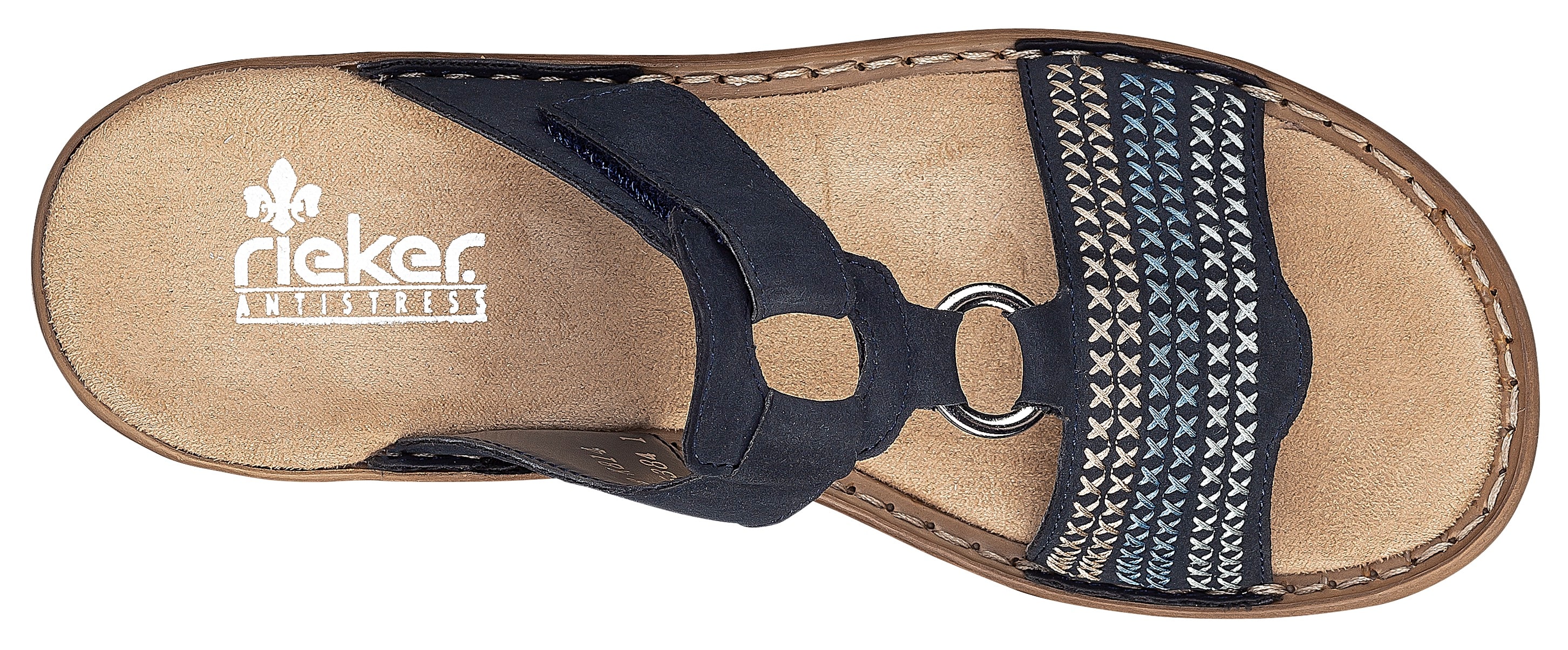 Thumbnail - Rieker Pantolette, Keilabsatz, Sommerschuh, Schlappen mit schöner Stickerei