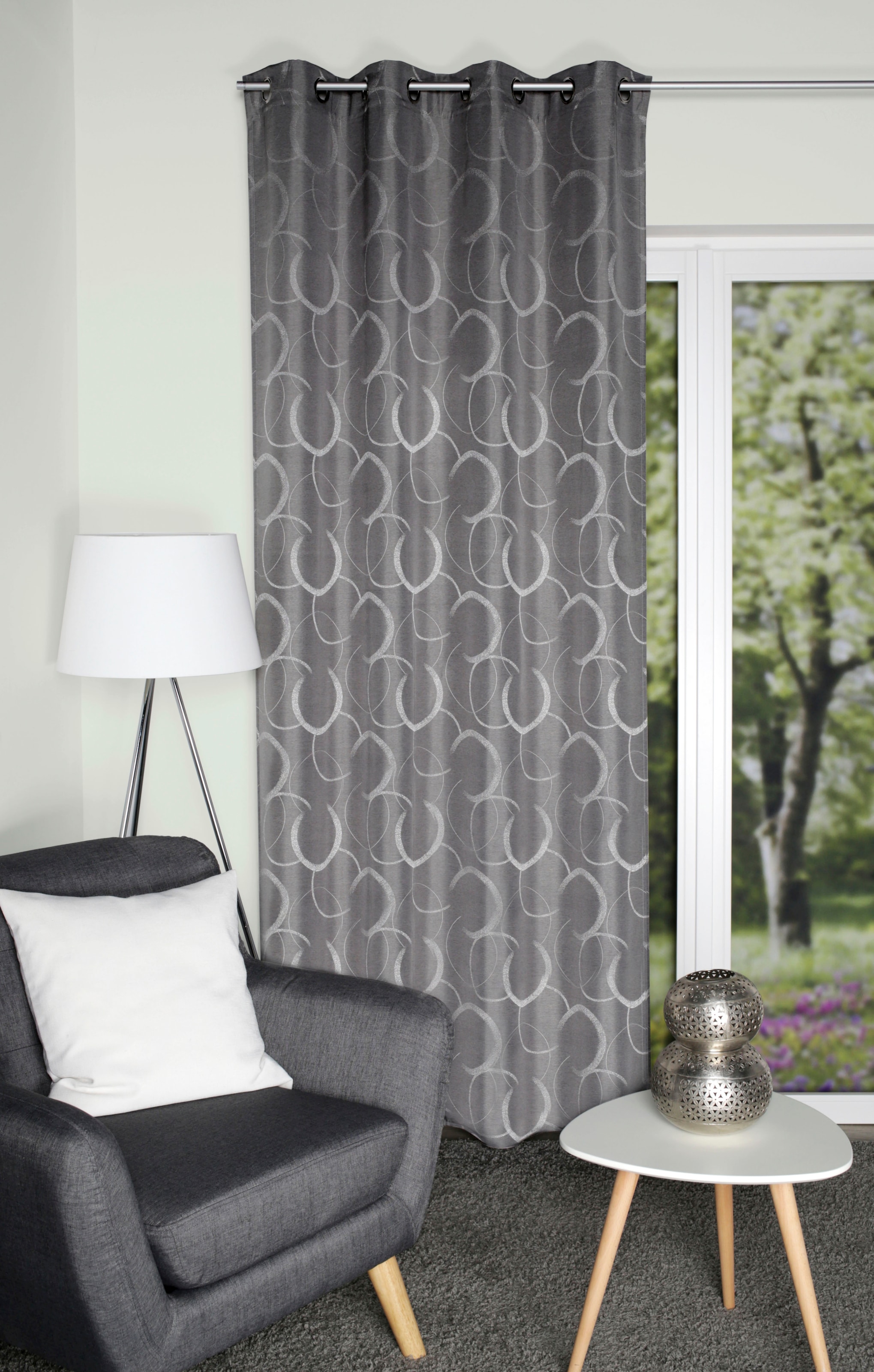 HOME WOHNIDEEN Vorhang "ENOLA" Ösen 1 Stk. tlg. Ösenschal mit Jacquardmuste günstig online kaufen