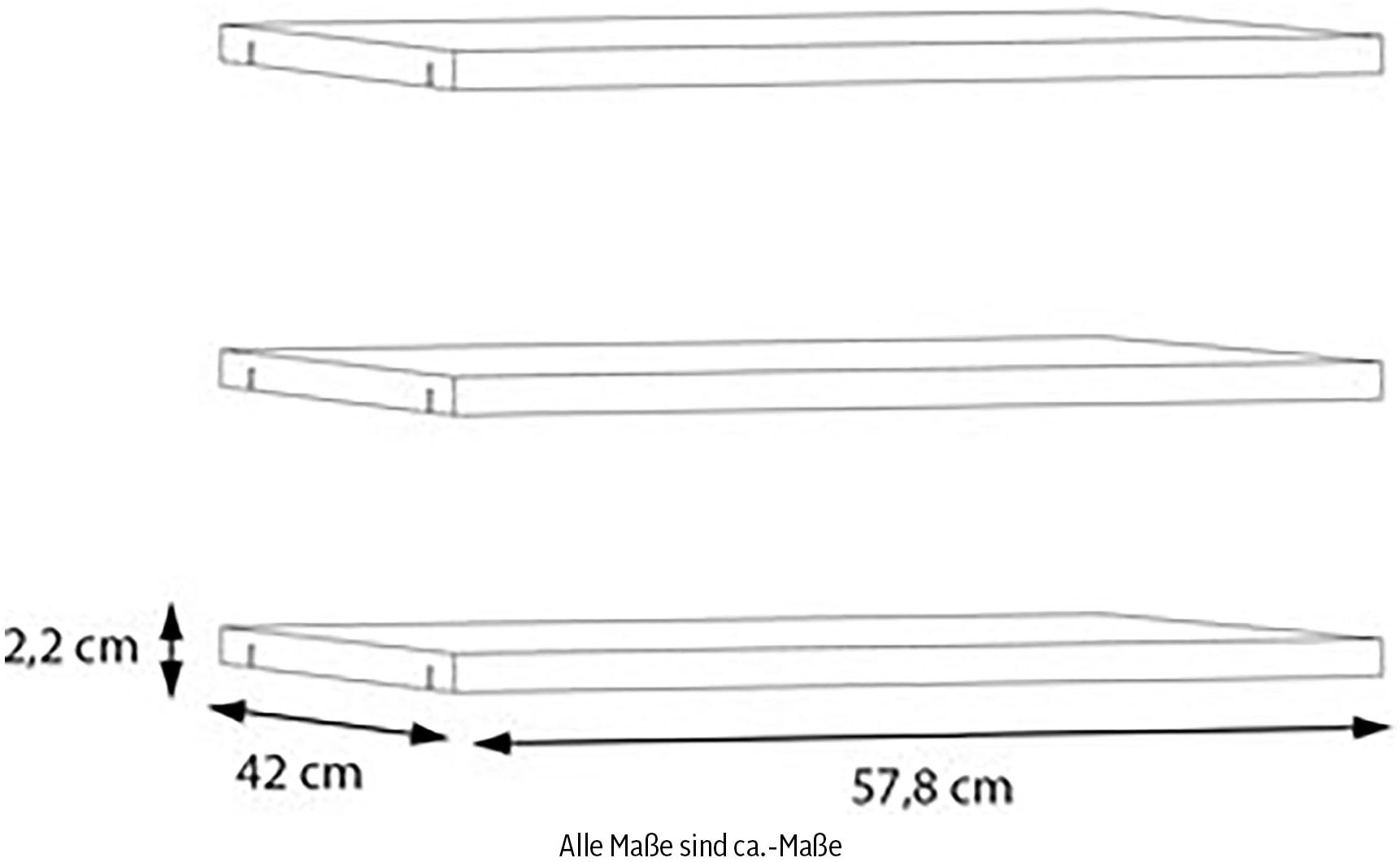 Einlegeboden FORTE, B:57,8cm H:42cm T:2,2cm, grau, Holzwerkstoff, Einlegeböden, Einlegeböden 2,2 cm Stärke, optional bestellbar, 3er Set
