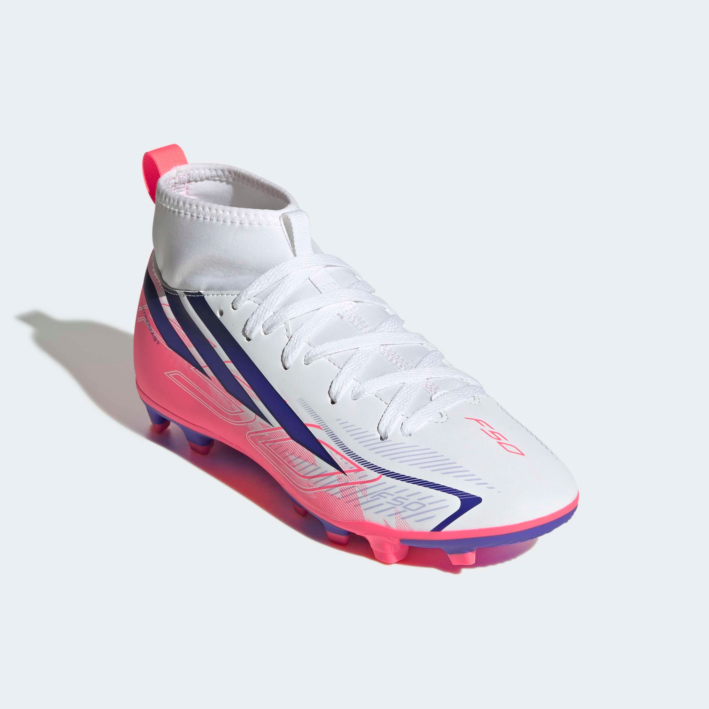 adidas Performance Fußballschuh "F50 HYPERFAST CLUB KIDS, FESTE BÖDEN/GEMISCHTE BÖDEN, HALBHOCH GESCHN" für viele verschiedene Böden geeignet, für Jugendliche & Kinder