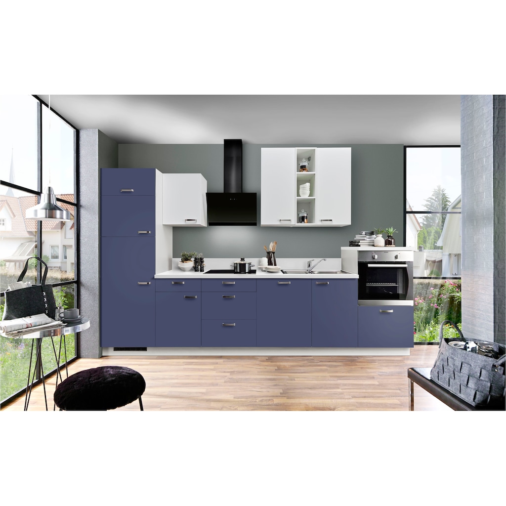 Express Küchen Küchenzeile »Bari«, ohne E-Geräte, mit Soft-Close-Funktion und Vollauszügen, vormontiert, Breite 340 cm